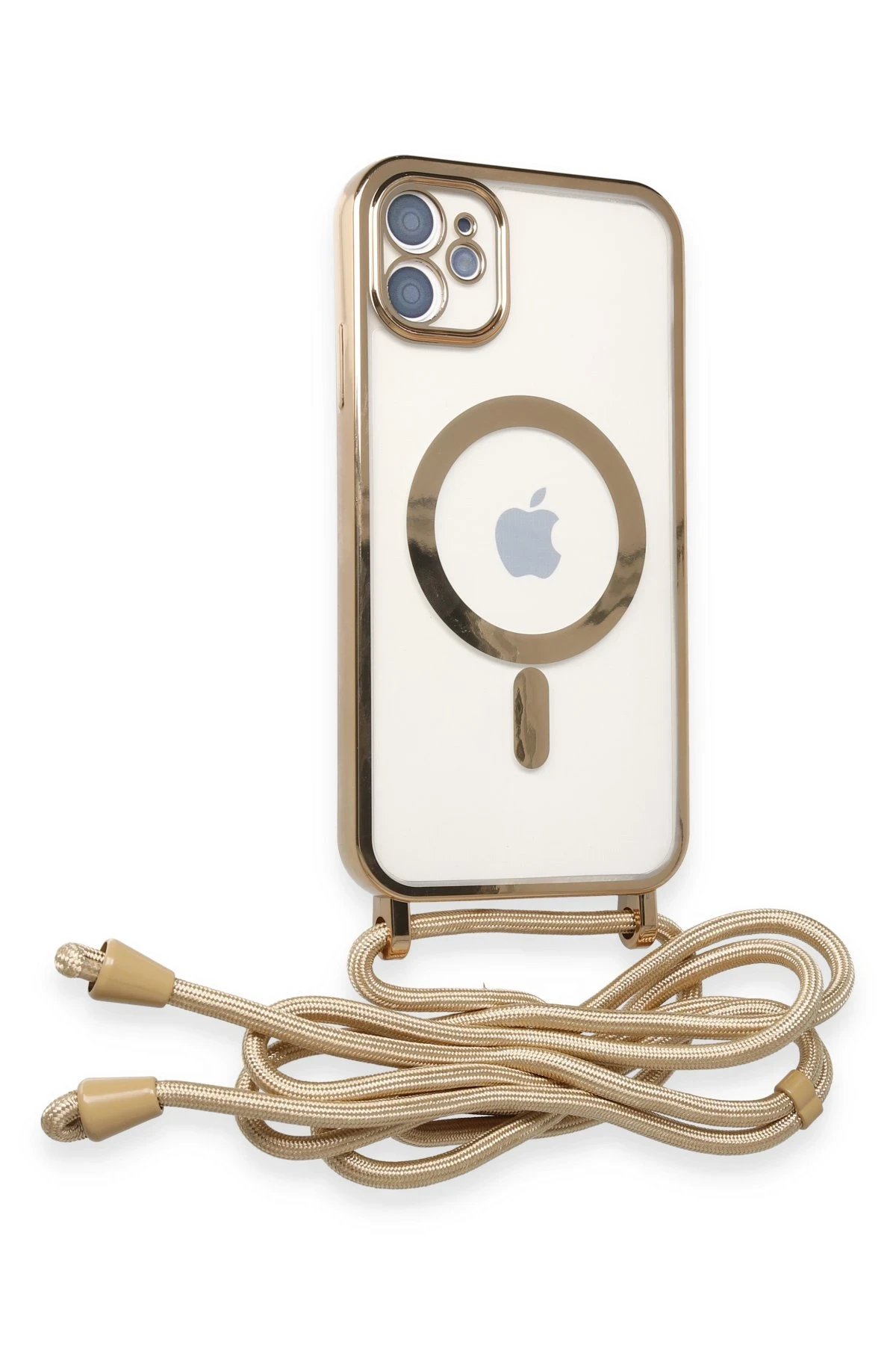Newface iPhone 11 Kılıf Divo Lazer Askılı Magsafe Kapak - Gold
