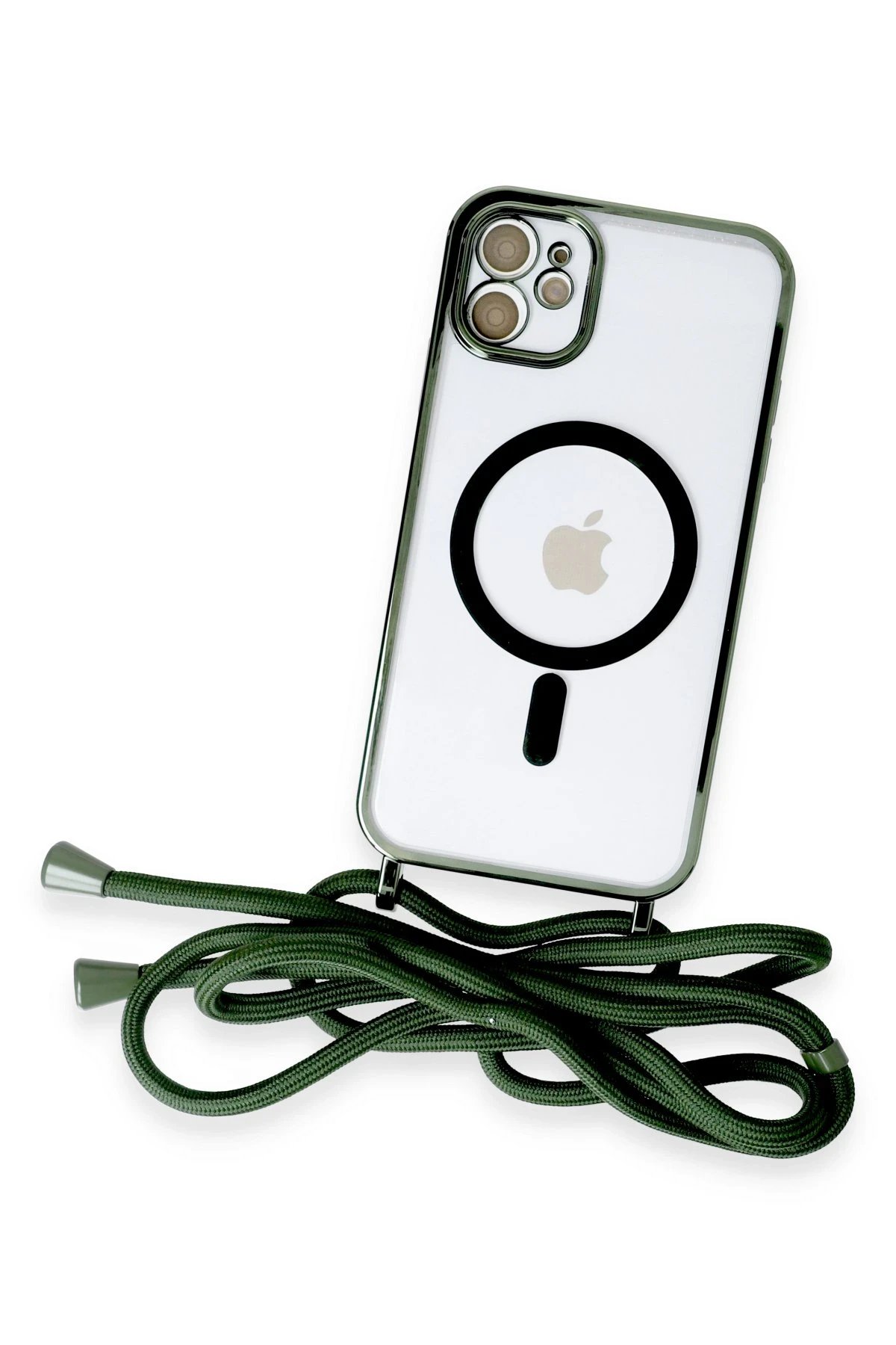 Newface iPhone 11 Kılıf Divo Lazer Askılı Magsafe Kapak - Koyu Yeşil