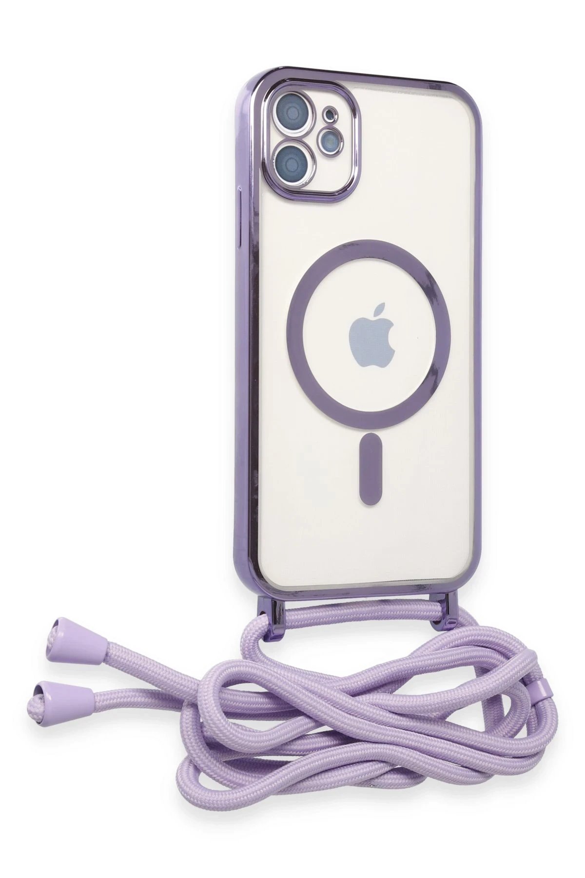 Newface iPhone 11 Kılıf Divo Lazer Askılı Magsafe Kapak - Lila