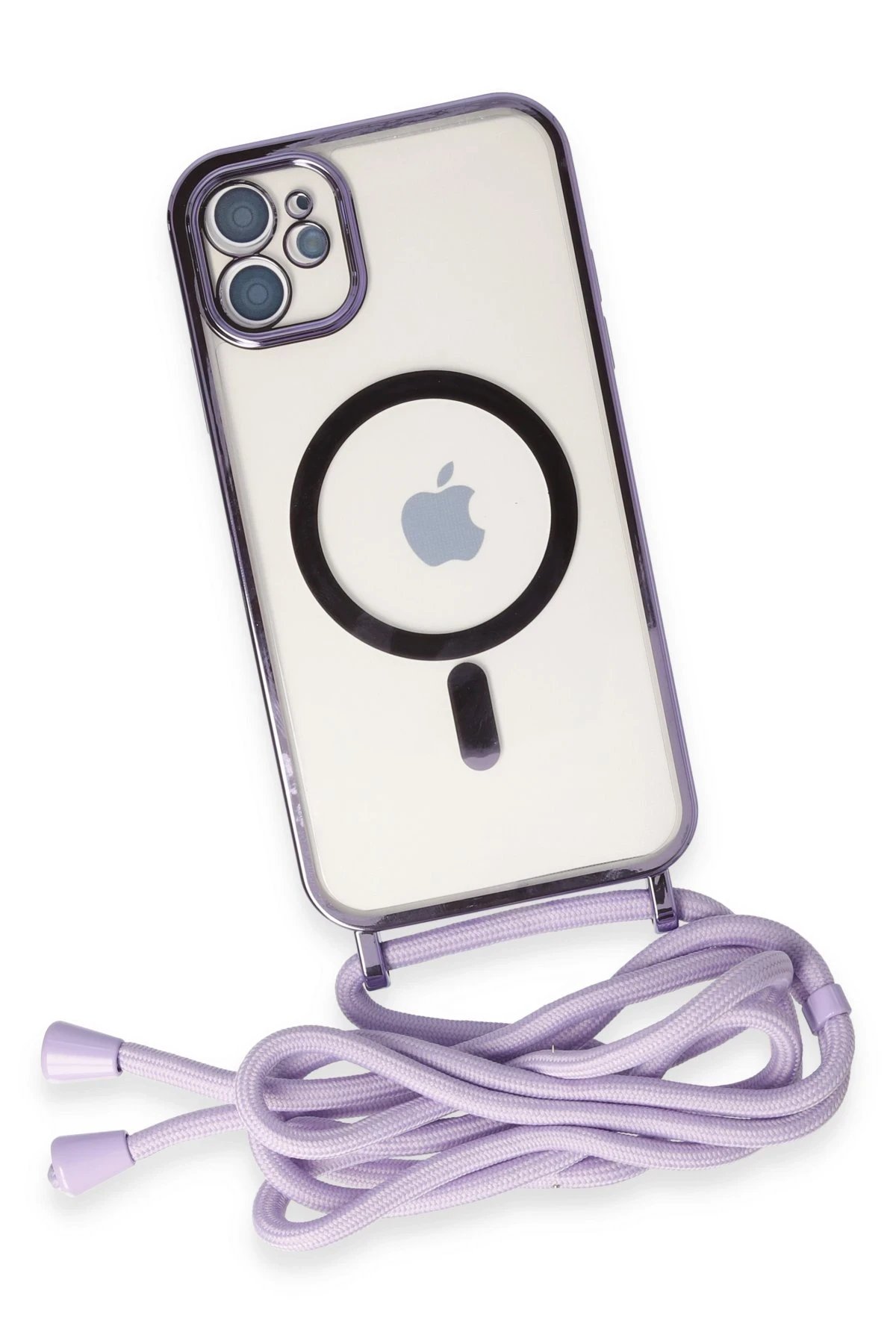 Newface iPhone 11 Kılıf Divo Lazer Askılı Magsafe Kapak - Lila