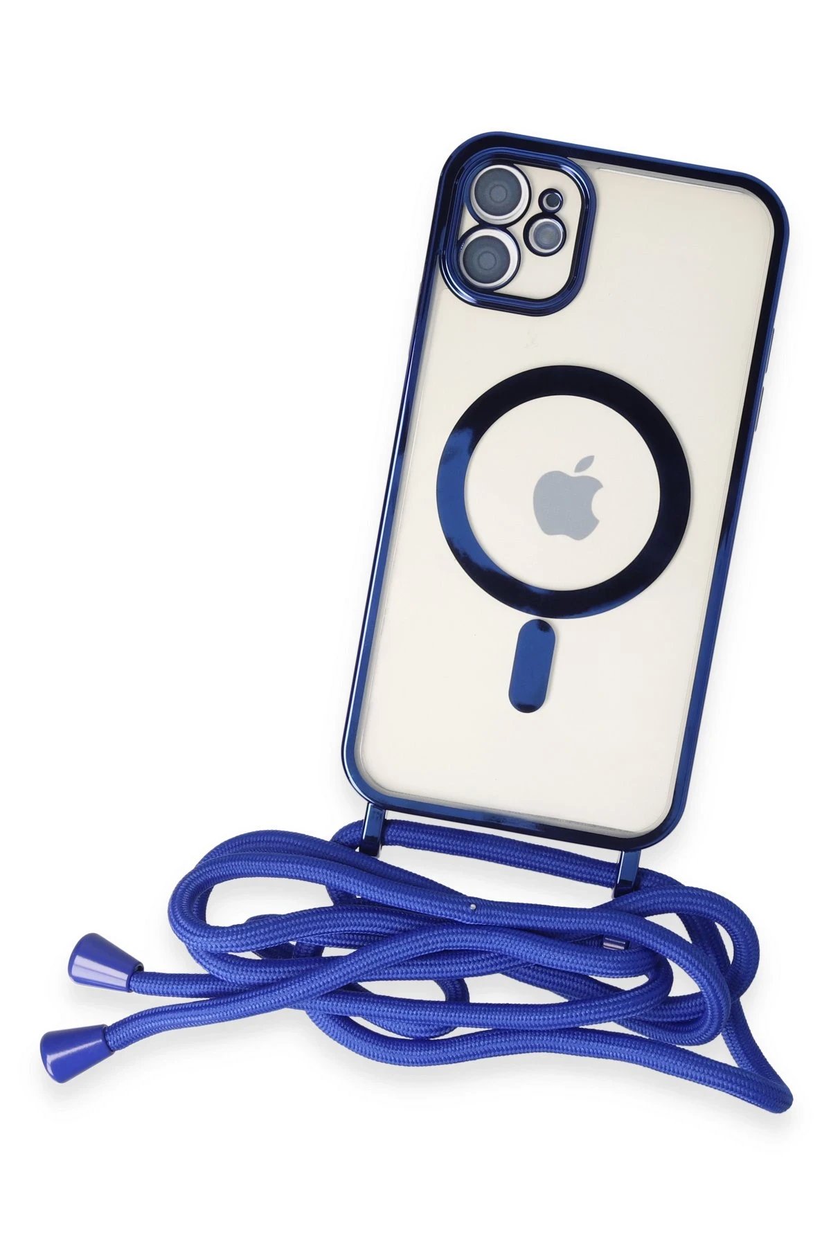 Newface iPhone 11 Kılıf Divo Lazer Askılı Magsafe Kapak - Mavi