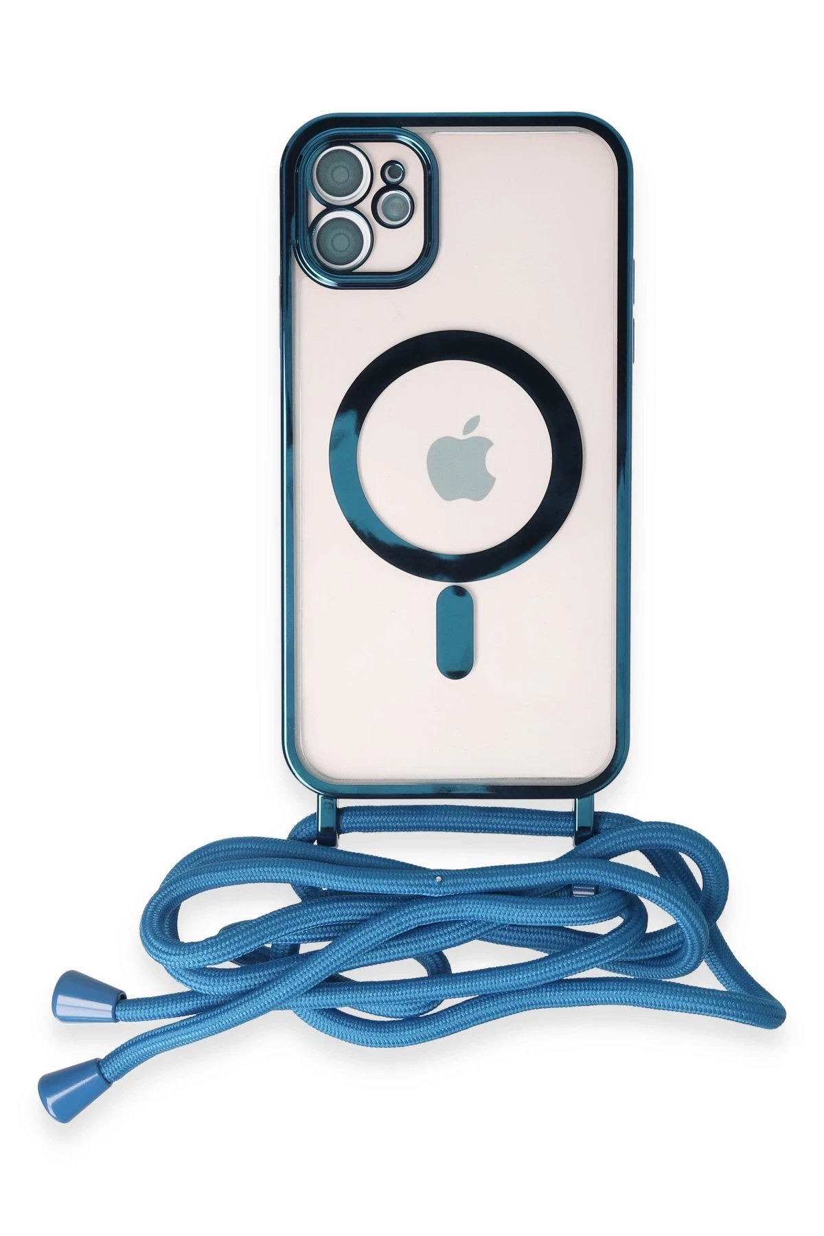 Newface iPhone 12 Kılıf Divo Lazer Askılı Magsafe Kapak - Sierra Blue