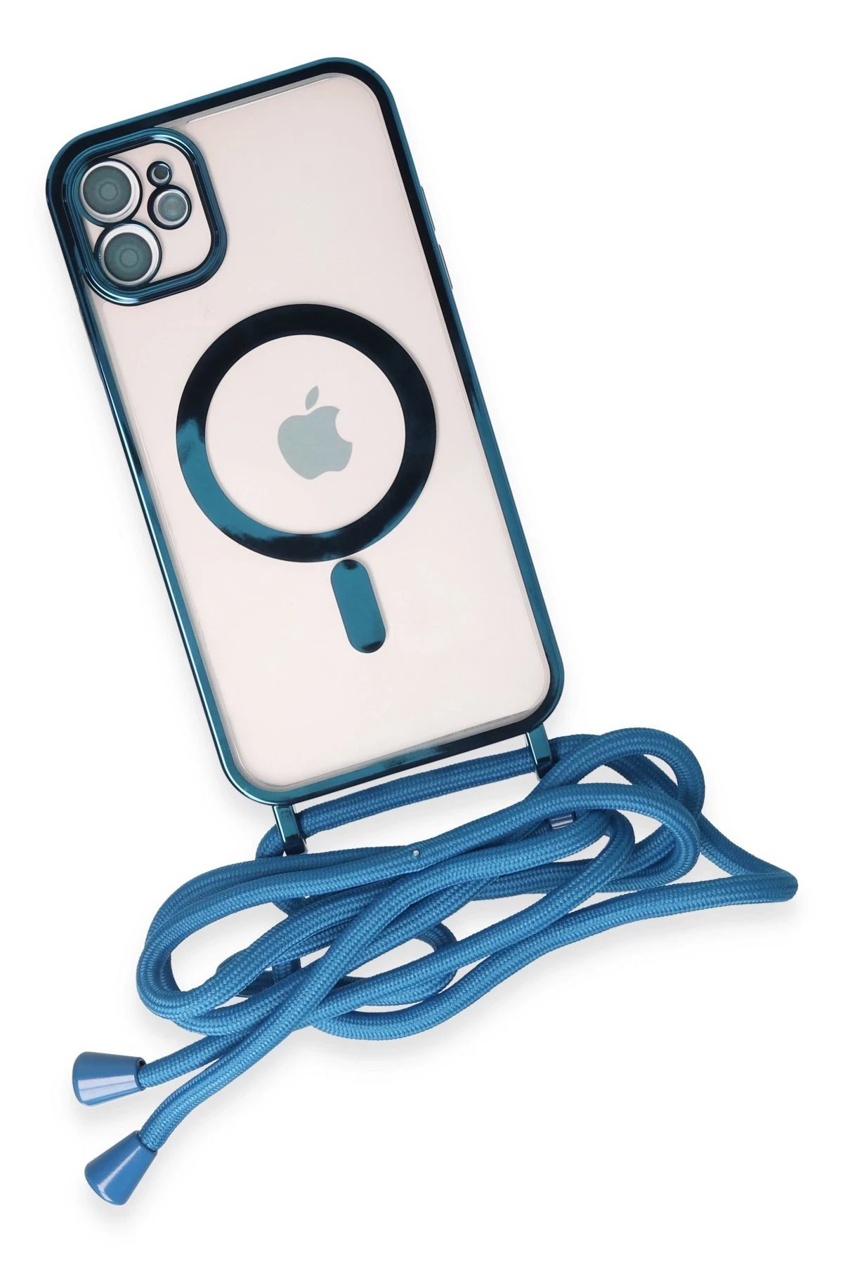 Newface iPhone 12 Kılıf Divo Lazer Askılı Magsafe Kapak - Sierra Blue