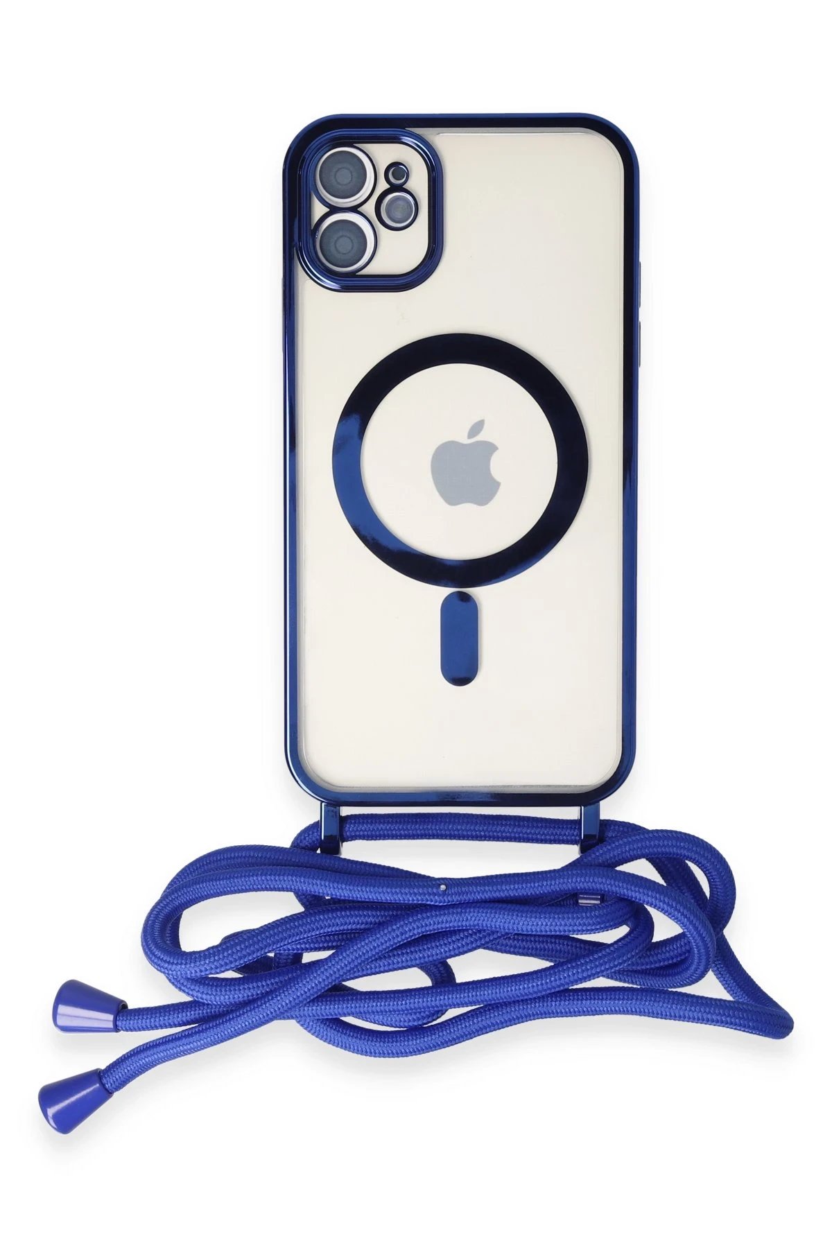 Newface iPhone 12 Kılıf Divo Lazer Askılı Magsafe Kapak - Mavi