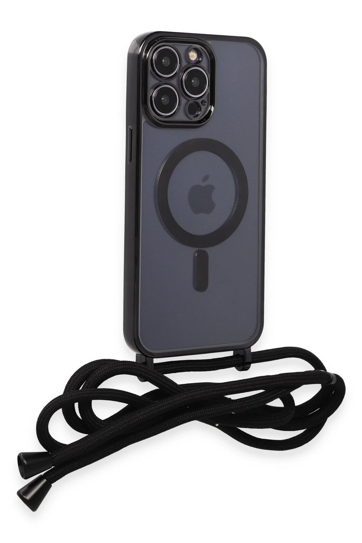 Newface iPhone 12 Pro Kılıf Divo Lazer Askılı Magsafe Kapak - Siyah