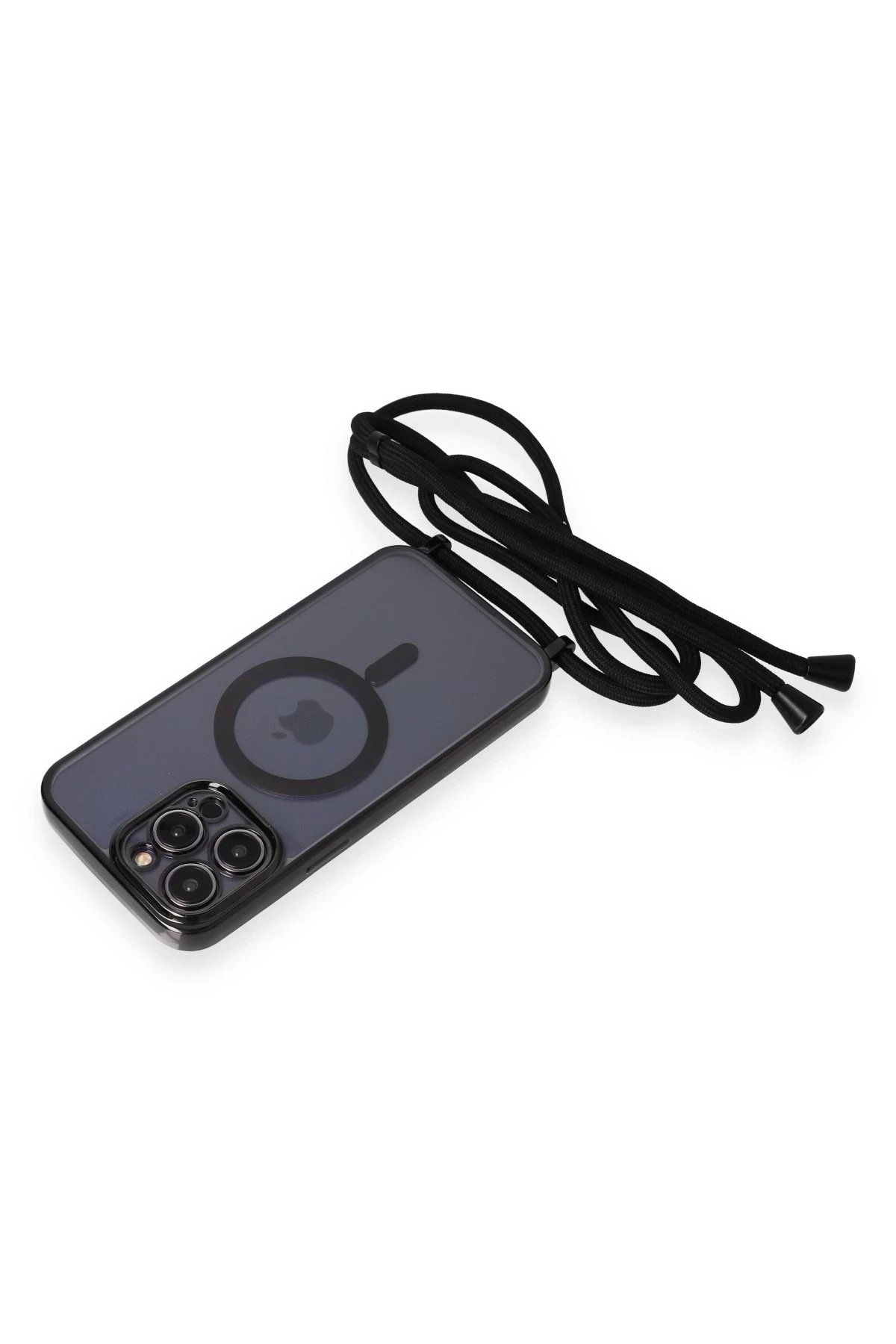 Newface iPhone 12 Pro Kılıf Divo Lazer Askılı Magsafe Kapak - Siyah