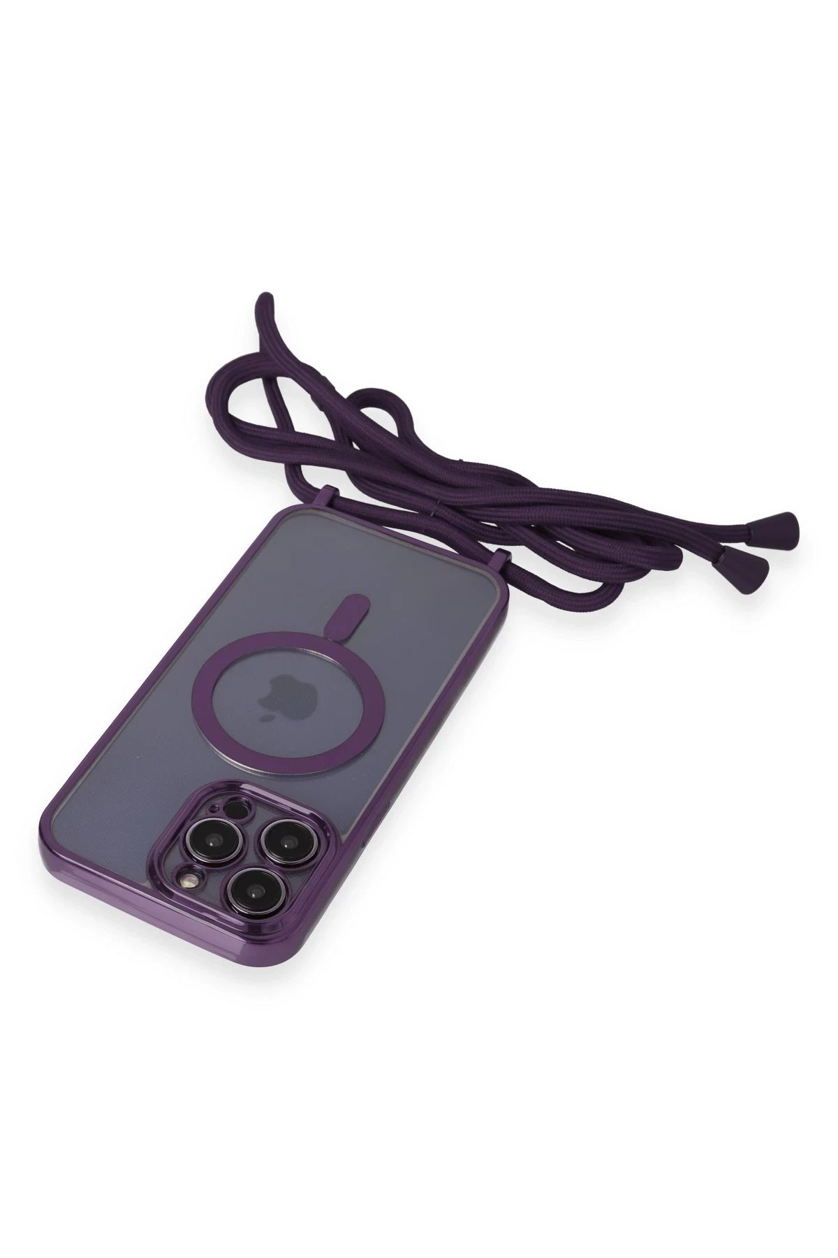 Newface iPhone 12 Pro Kılıf Divo Lazer Askılı Magsafe Kapak - Derin Mor