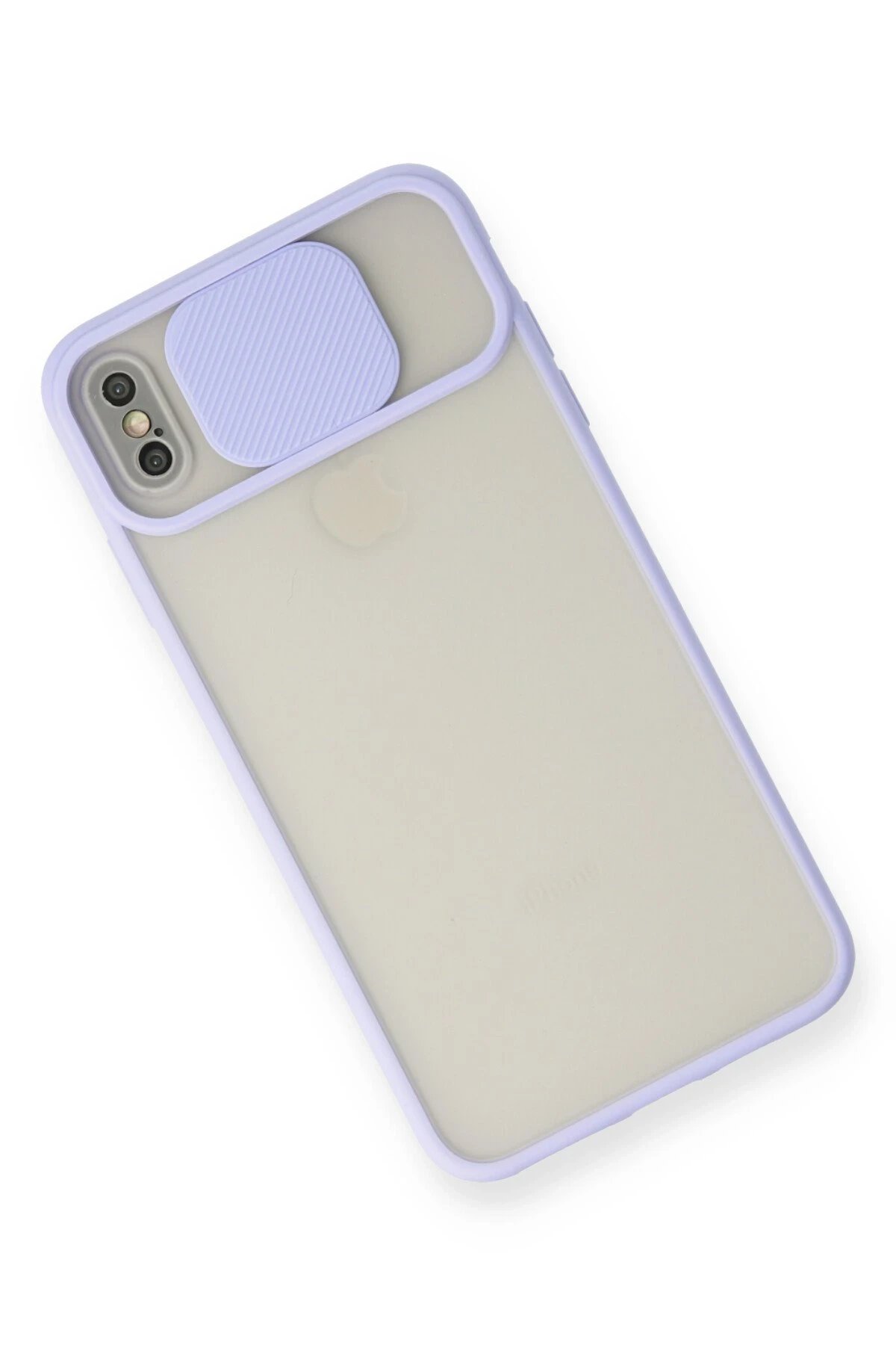 Newface iPhone X Kılıf Palm Buzlu Kamera Sürgülü Silikon - Lila