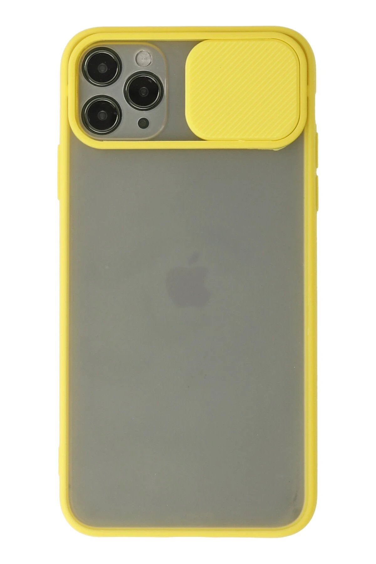 Newface iPhone 11 Pro Kılıf Palm Buzlu Kamera Sürgülü Silikon - Sarı