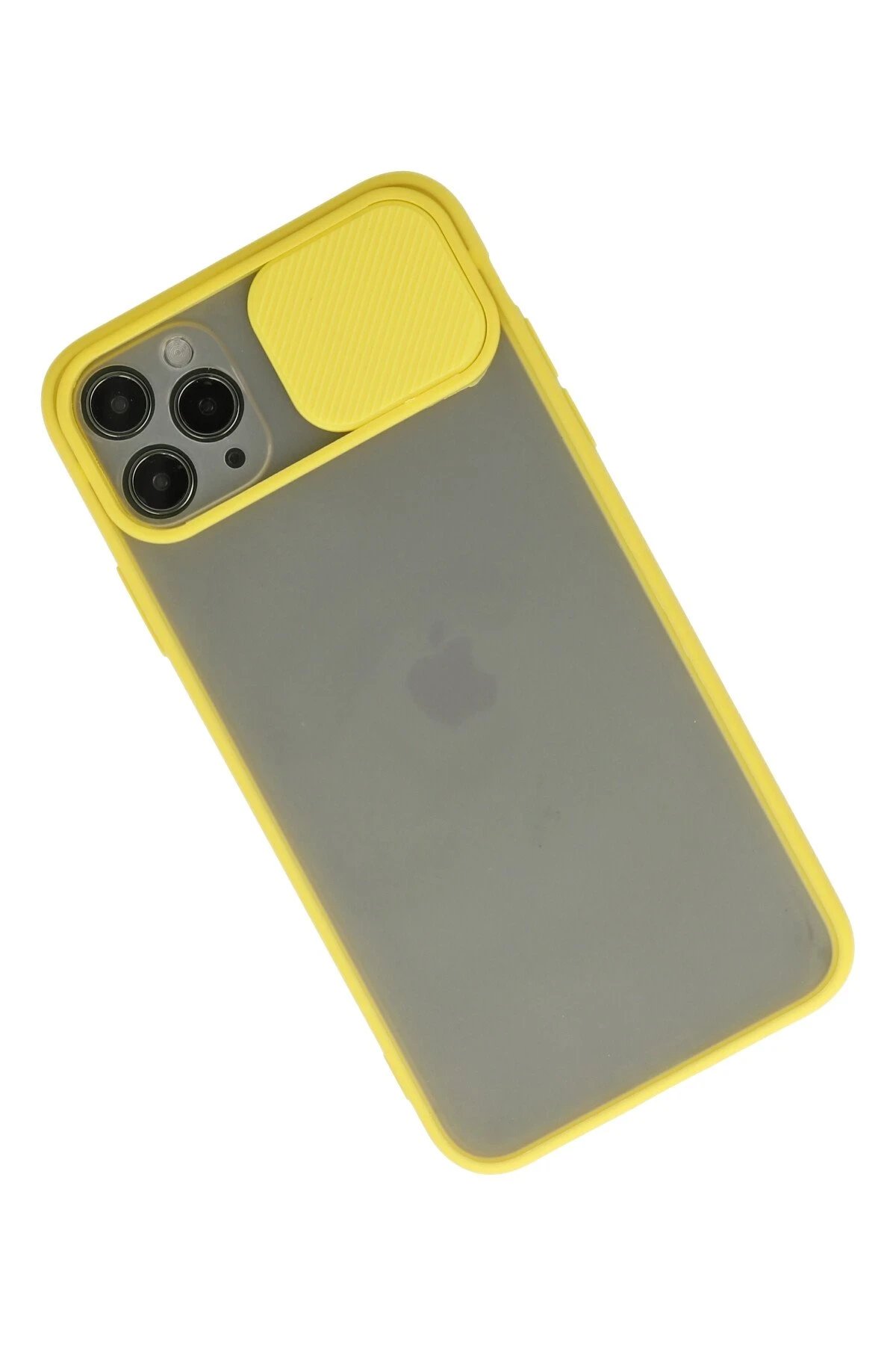 Newface iPhone 11 Pro Max Kılıf Palm Buzlu Kamera Sürgülü Silikon - Sarı