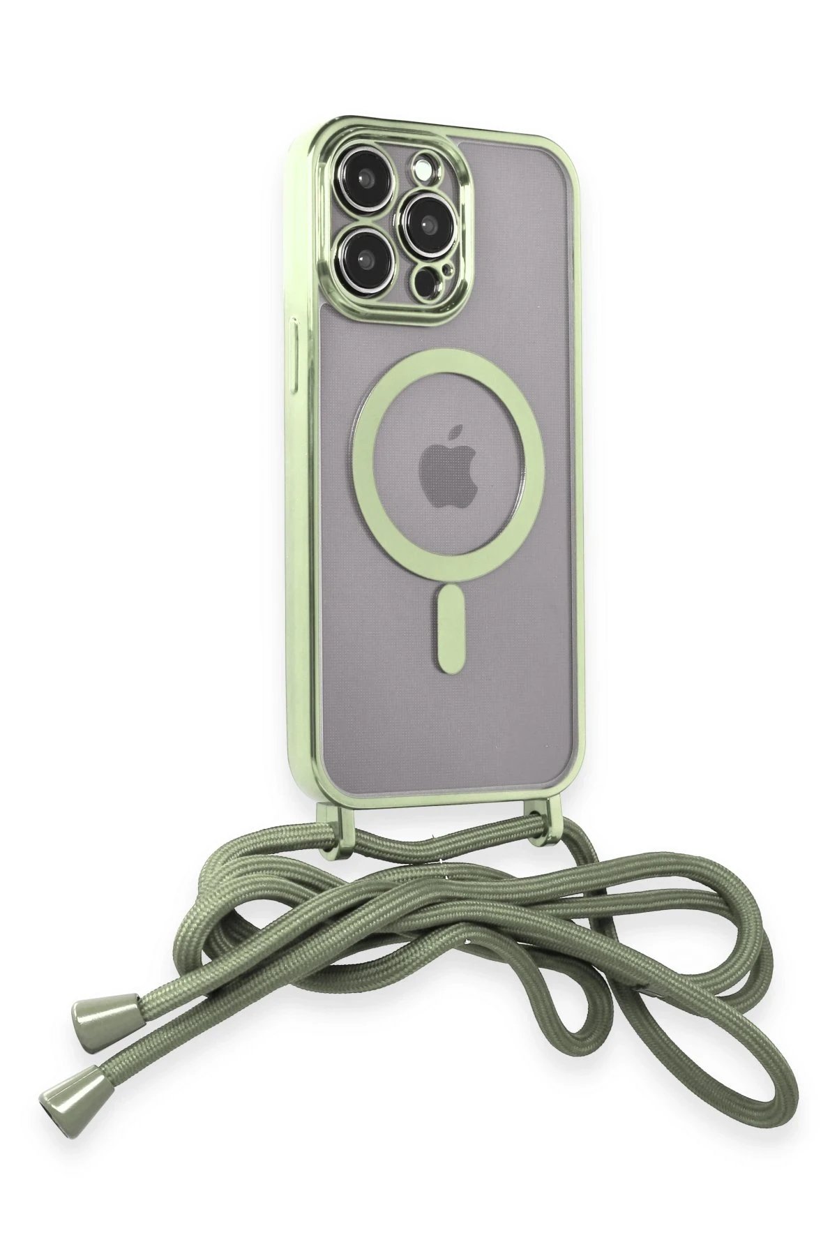 Newface iPhone 12 Pro Max Kılıf Divo Lazer Askılı Magsafe Kapak - Koyu Yeşil