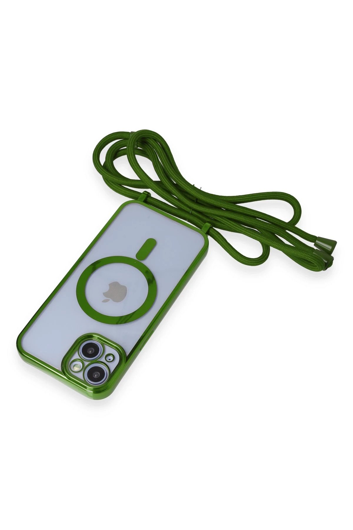 Newface iPhone 14 Kılıf Divo Lazer Askılı Magsafe Kapak - Koyu Yeşil