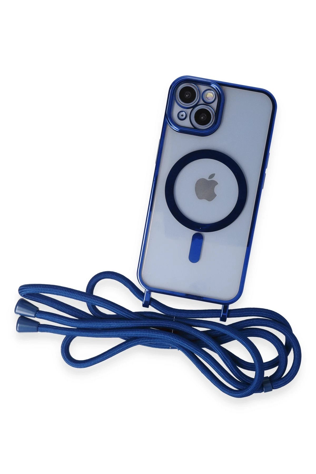 Newface iPhone 14 Kılıf Divo Lazer Askılı Magsafe Kapak - Mavi