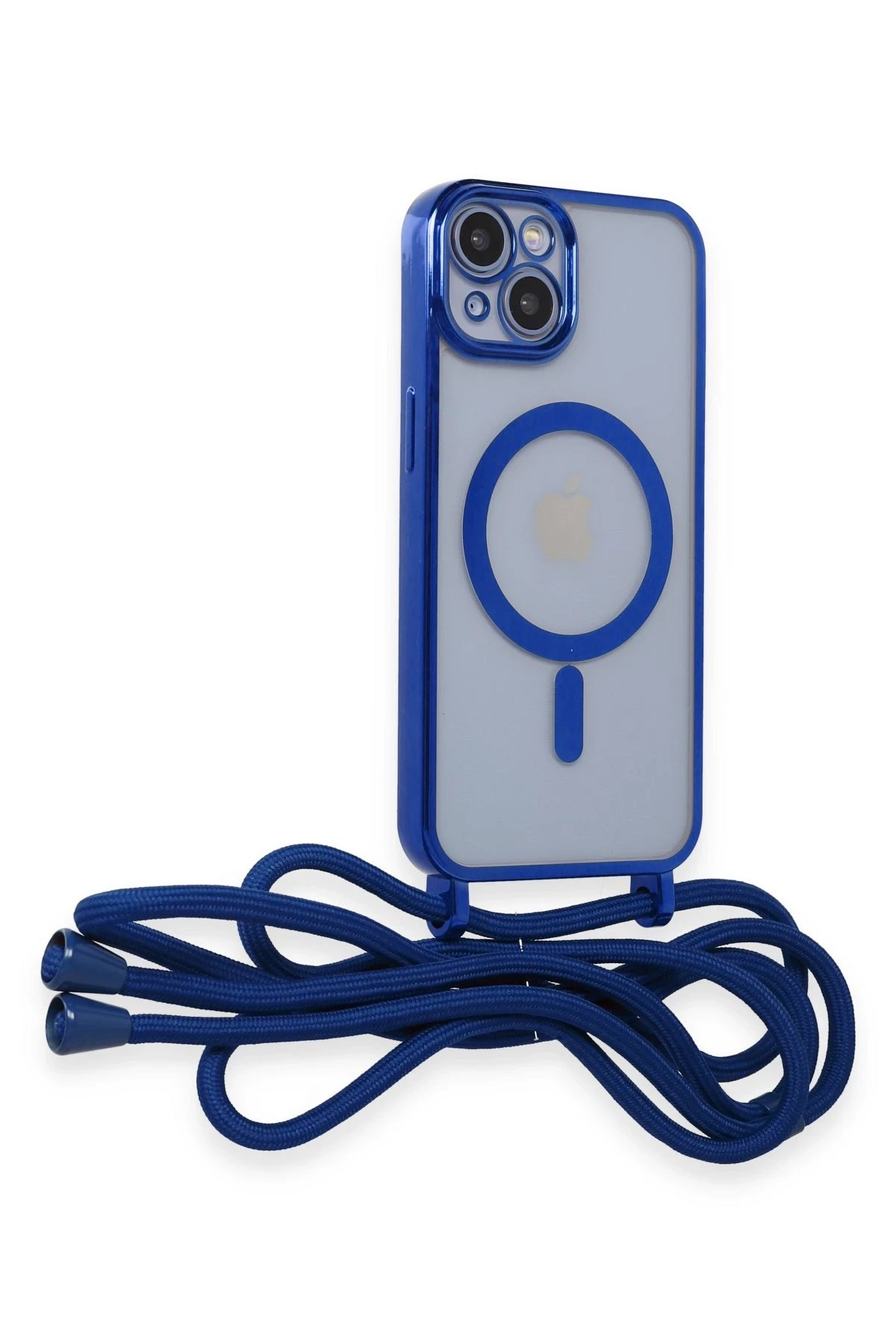 Newface iPhone 14 Kılıf Divo Lazer Askılı Magsafe Kapak - Mavi