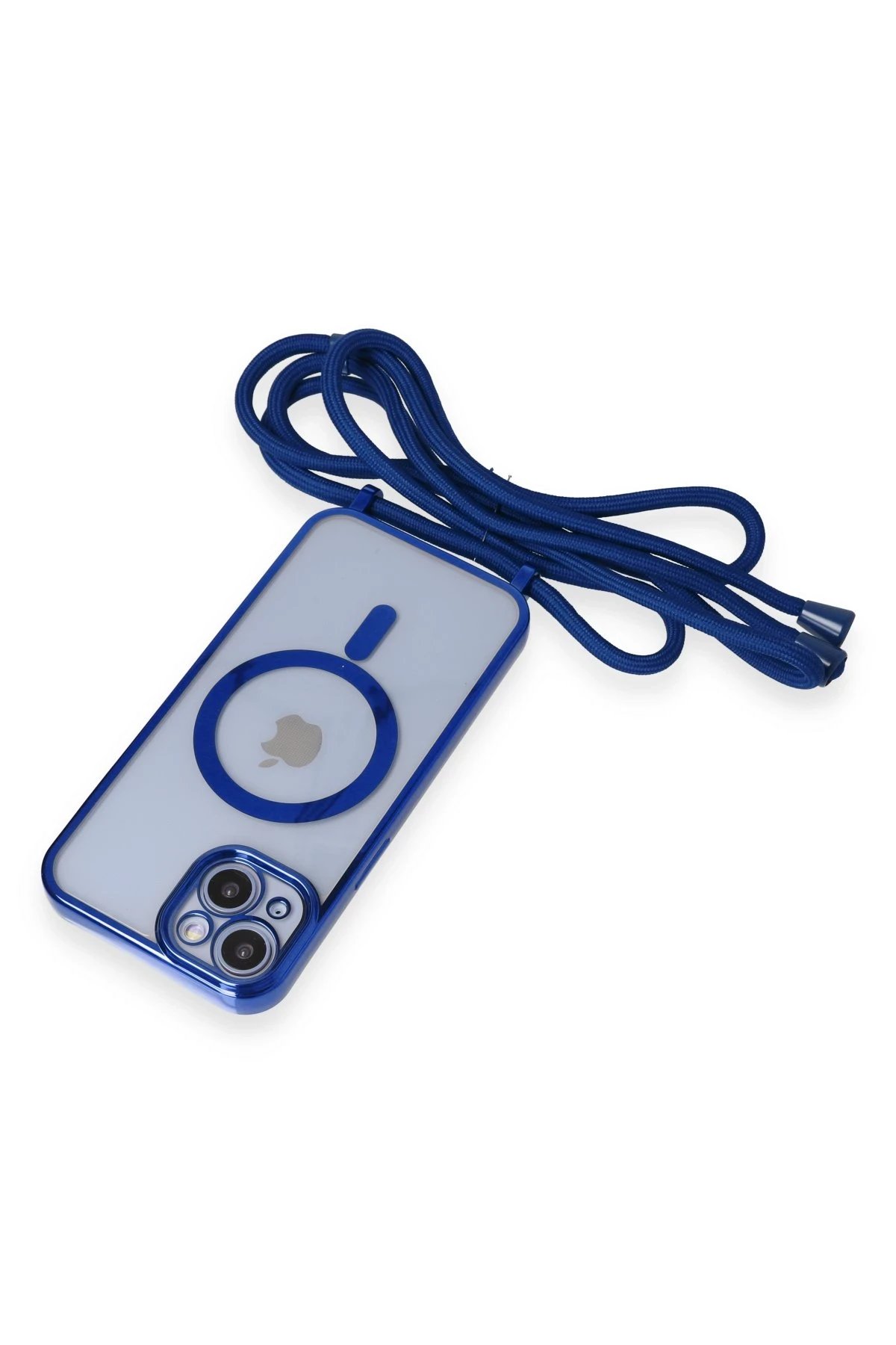 Newface iPhone 14 Kılıf Divo Lazer Askılı Magsafe Kapak - Mavi