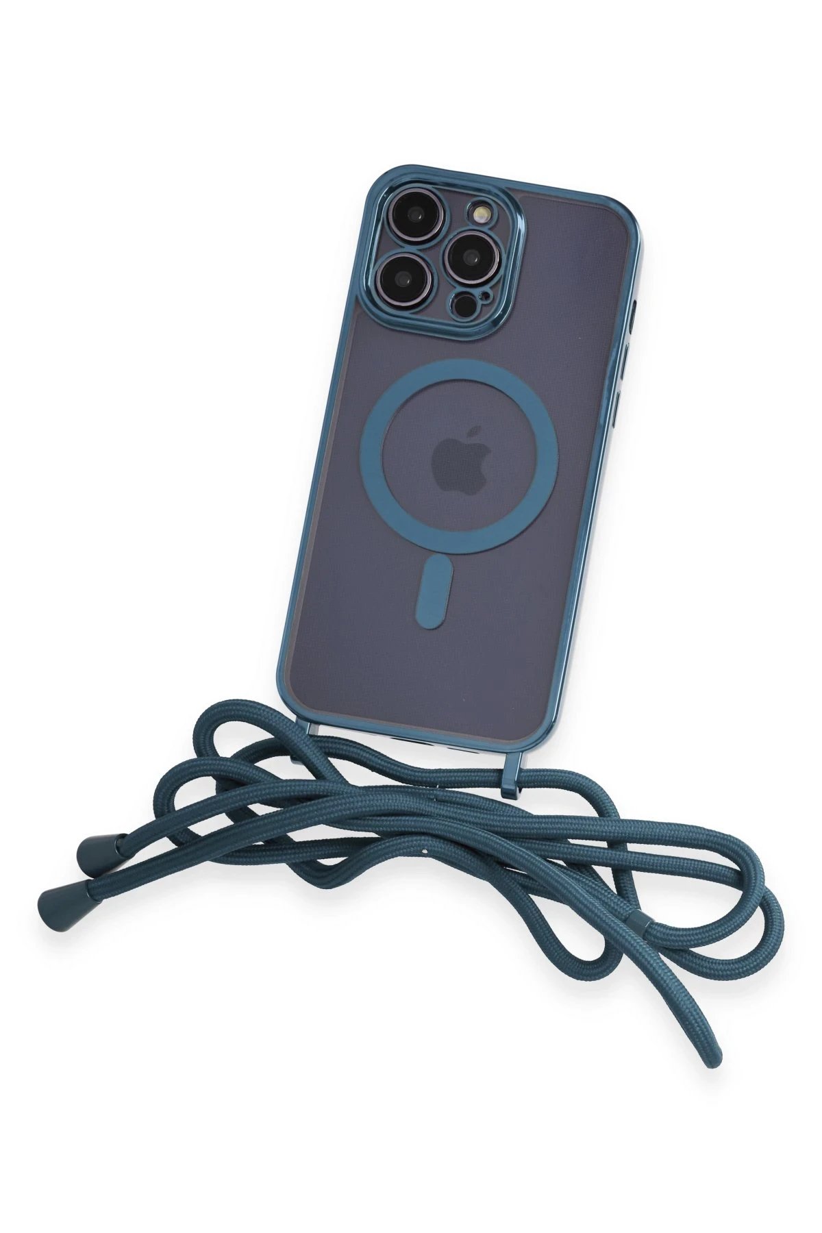 Newface iPhone 14 Pro Kılıf Divo Lazer Askılı Magsafe Kapak - Sierra Blue