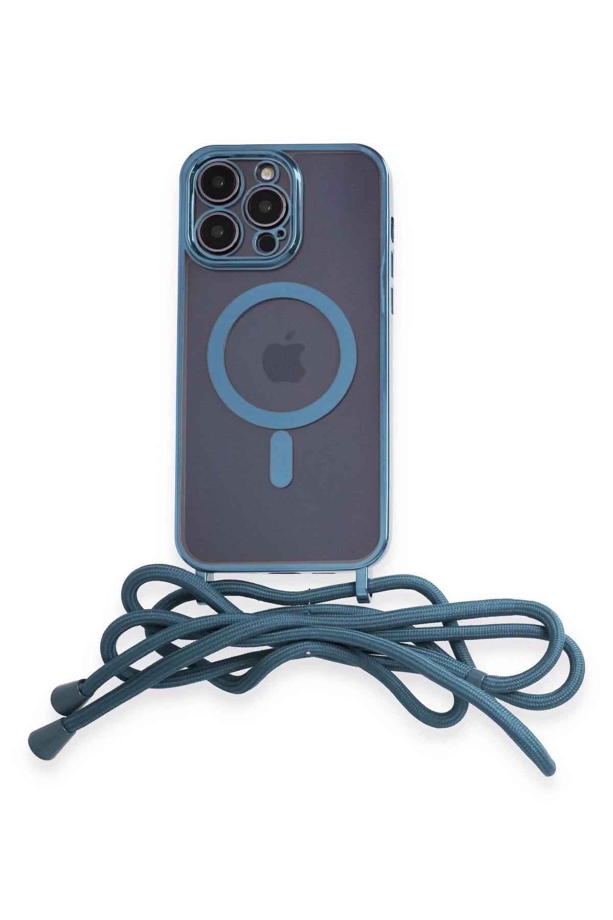 Newface iPhone 14 Pro Max Kılıf Divo Lazer Askılı Magsafe Kapak - Sierra Blue