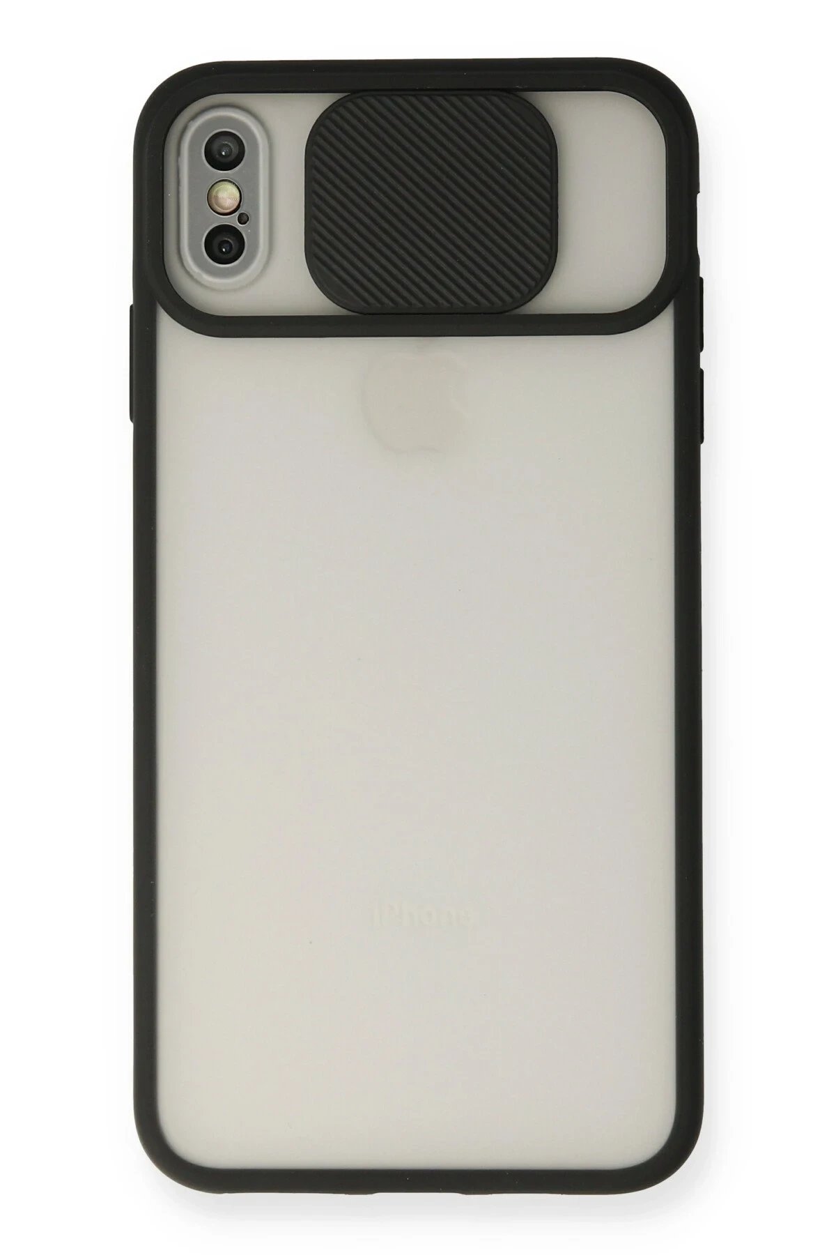 Newface iPhone XS Max Kılıf Palm Buzlu Kamera Sürgülü Silikon - Siyah