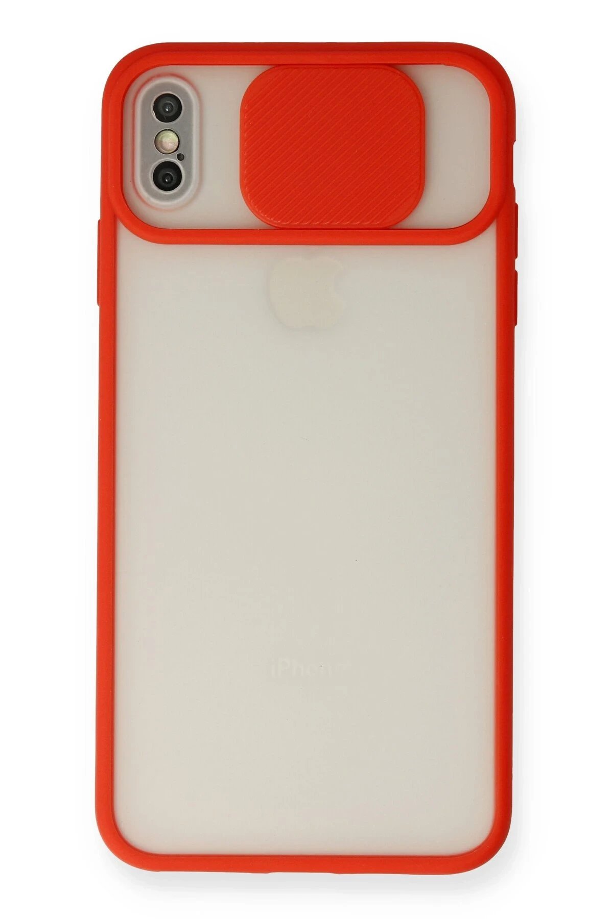 Newface iPhone XS Max Kılıf Palm Buzlu Kamera Sürgülü Silikon - Kırmızı