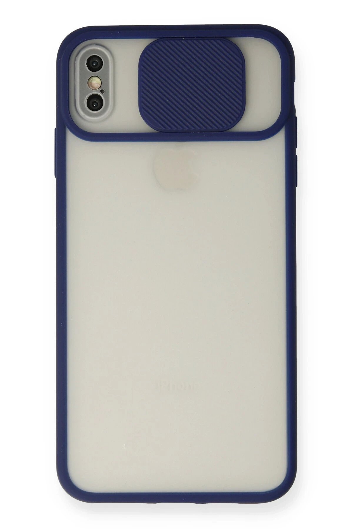 Newface iPhone XS Max Kılıf Palm Buzlu Kamera Sürgülü Silikon - Lacivert