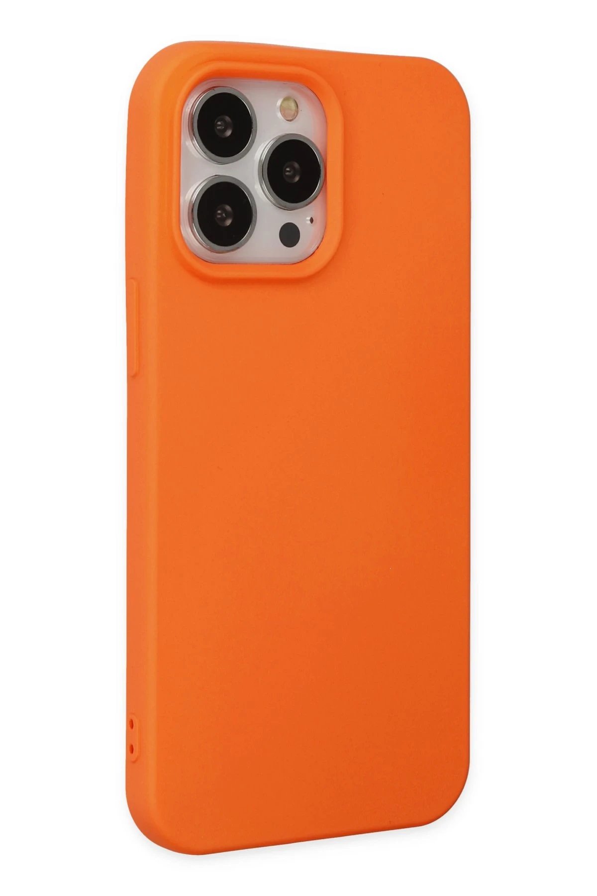 Newface iPhone 14 Pro Kılıf Nano içi Kadife Silikon - Turuncu