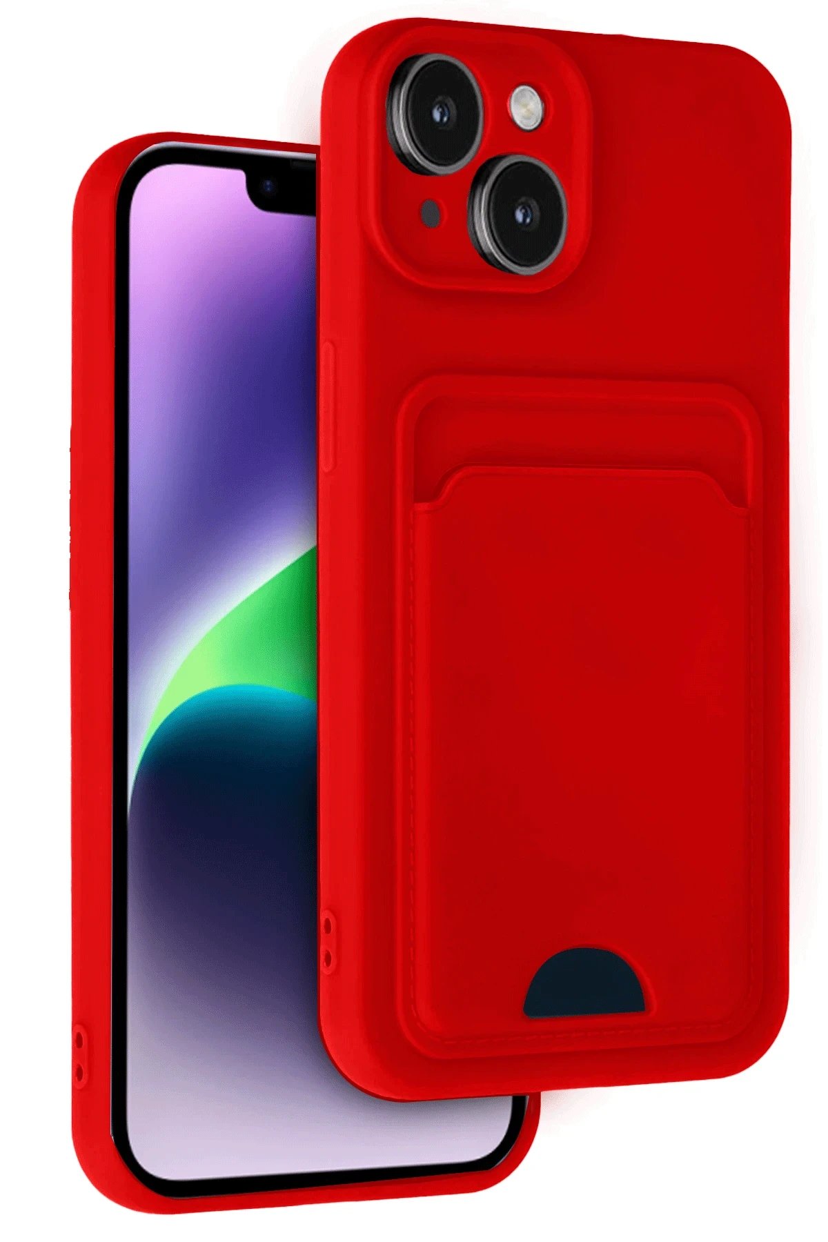 Newface iPhone 14 Kılıf Kelvin Kartvizitli Silikon - Kırmızı