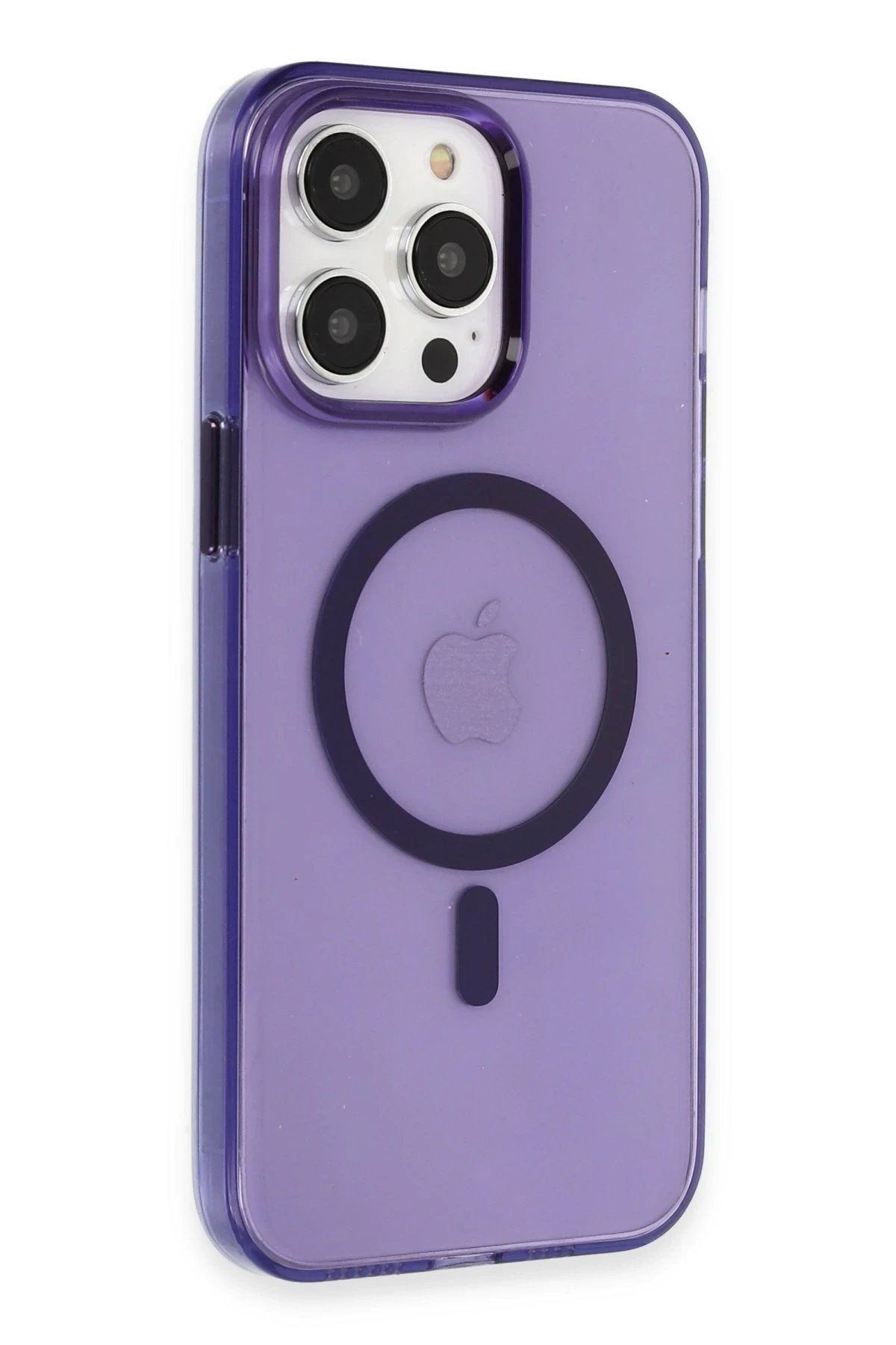 Newface iPhone 14 Pro Max Kılıf Tron Şeffaf Magsafe Kapak - Derin Mor