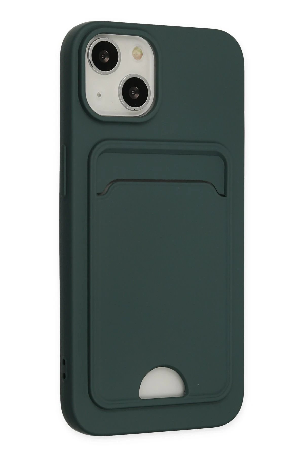 Newface iPhone 14 Plus Kılıf Kelvin Kartvizitli Silikon - Koyu Yeşil