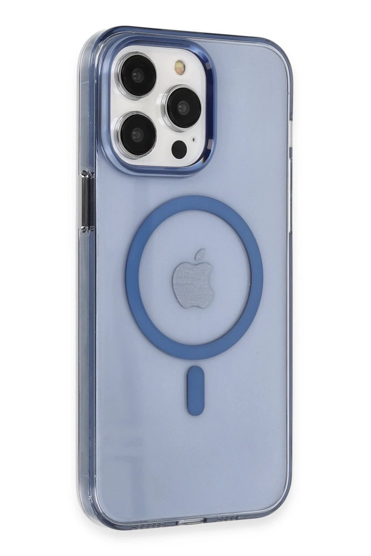 Newface iPhone 13 Pro Max Kılıf Tron Şeffaf Magsafe Kapak - Mavi