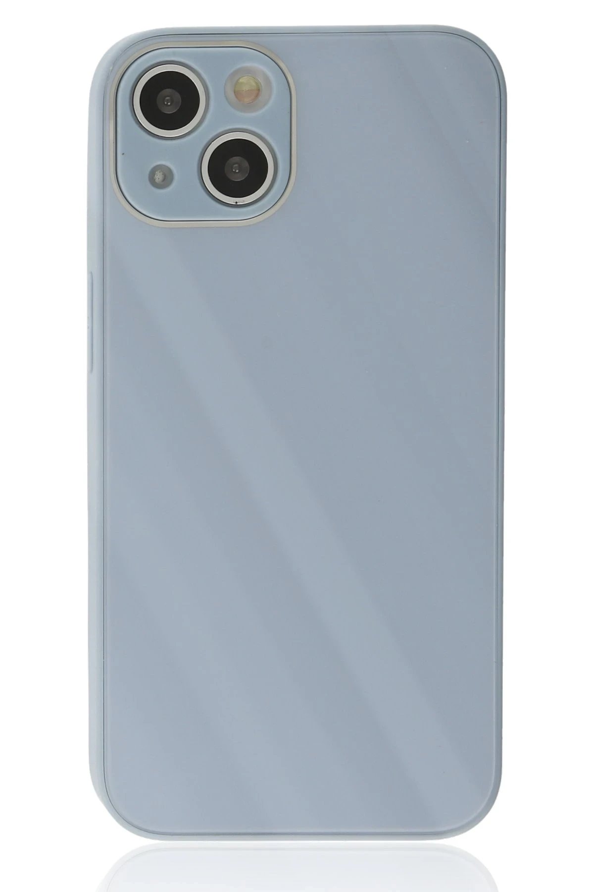 Newface iPhone 14 Plus Kılıf Glass Kapak - Sky Blue