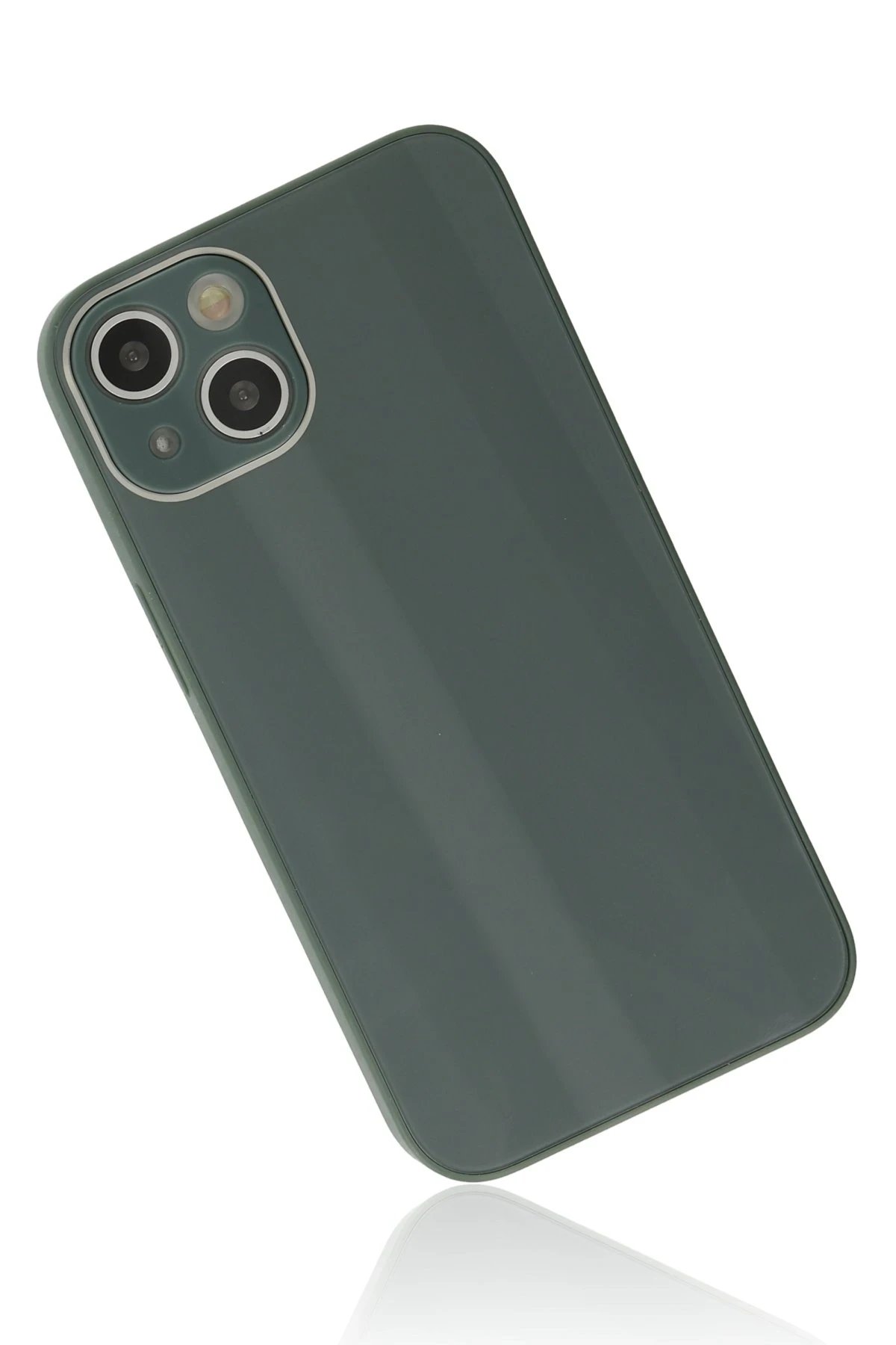 Newface iPhone 14 Plus Kılıf Glass Kapak - Koyu Yeşil