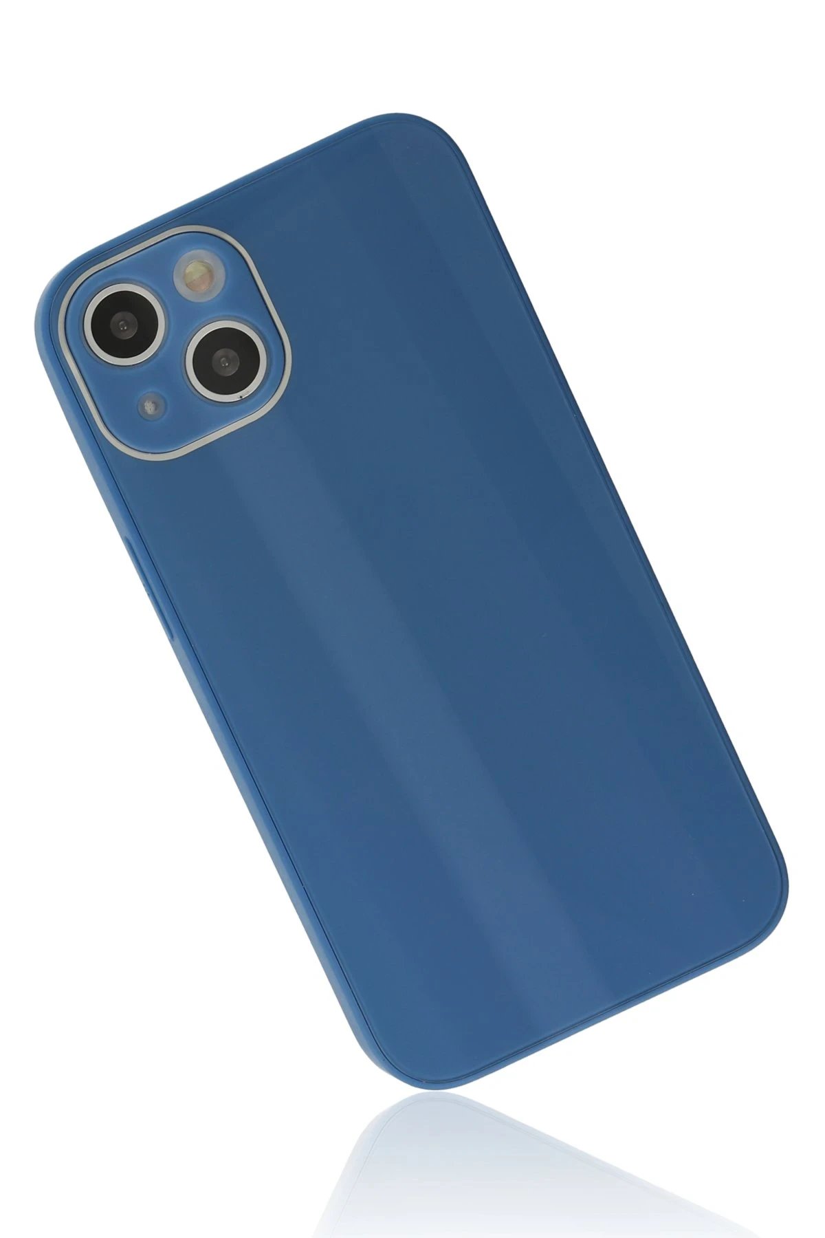 Newface iPhone 14 Plus Kılıf Glass Kapak - Mavi