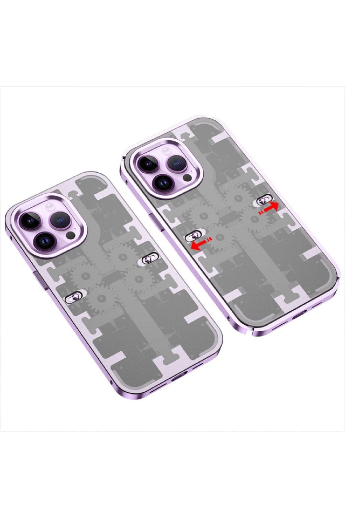 Newface iPhone 13 Pro Max Kılıf Mekanik Bumper Kapak - Derin Mor