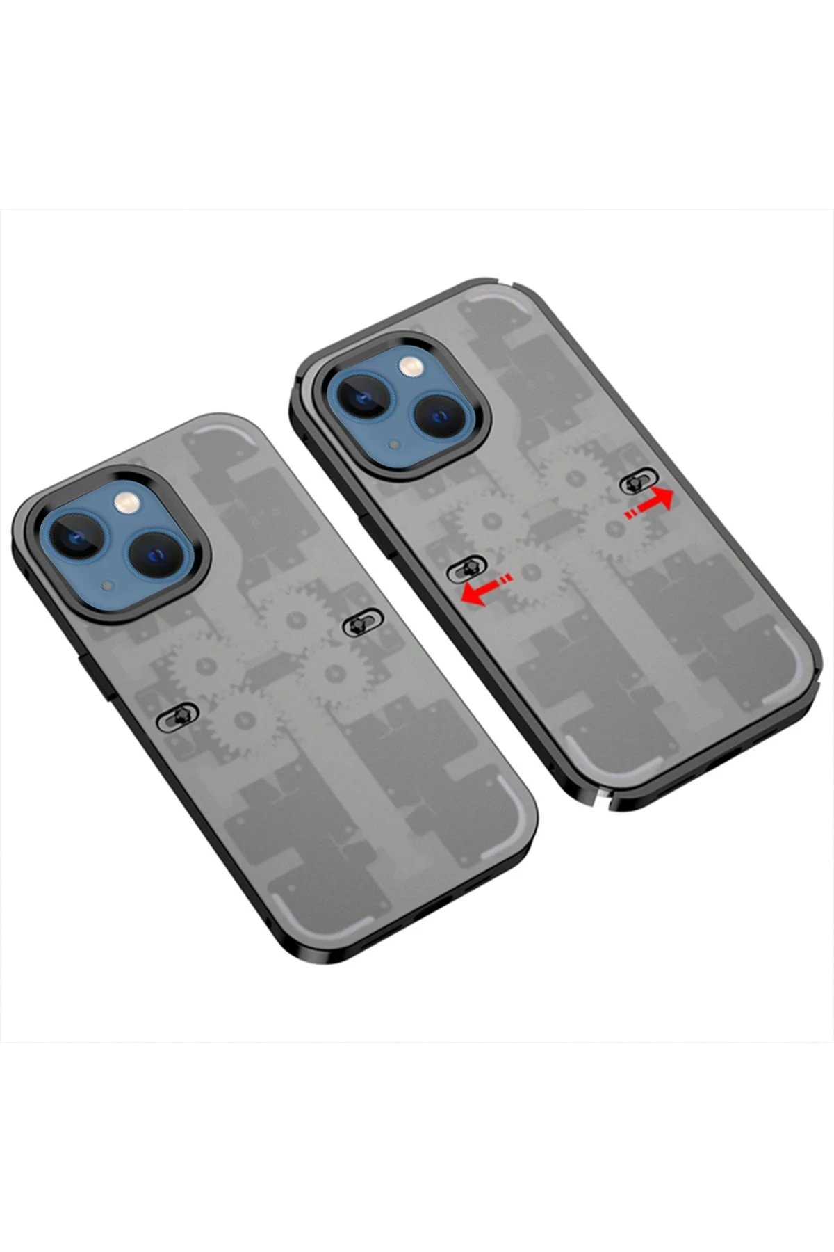 Newface iPhone 14 Kılıf Mekanik Bumper Kapak - Siyah