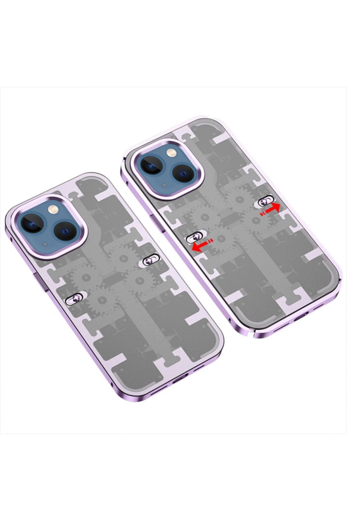 Newface iPhone 14 Kılıf Mekanik Bumper Kapak - Derin Mor