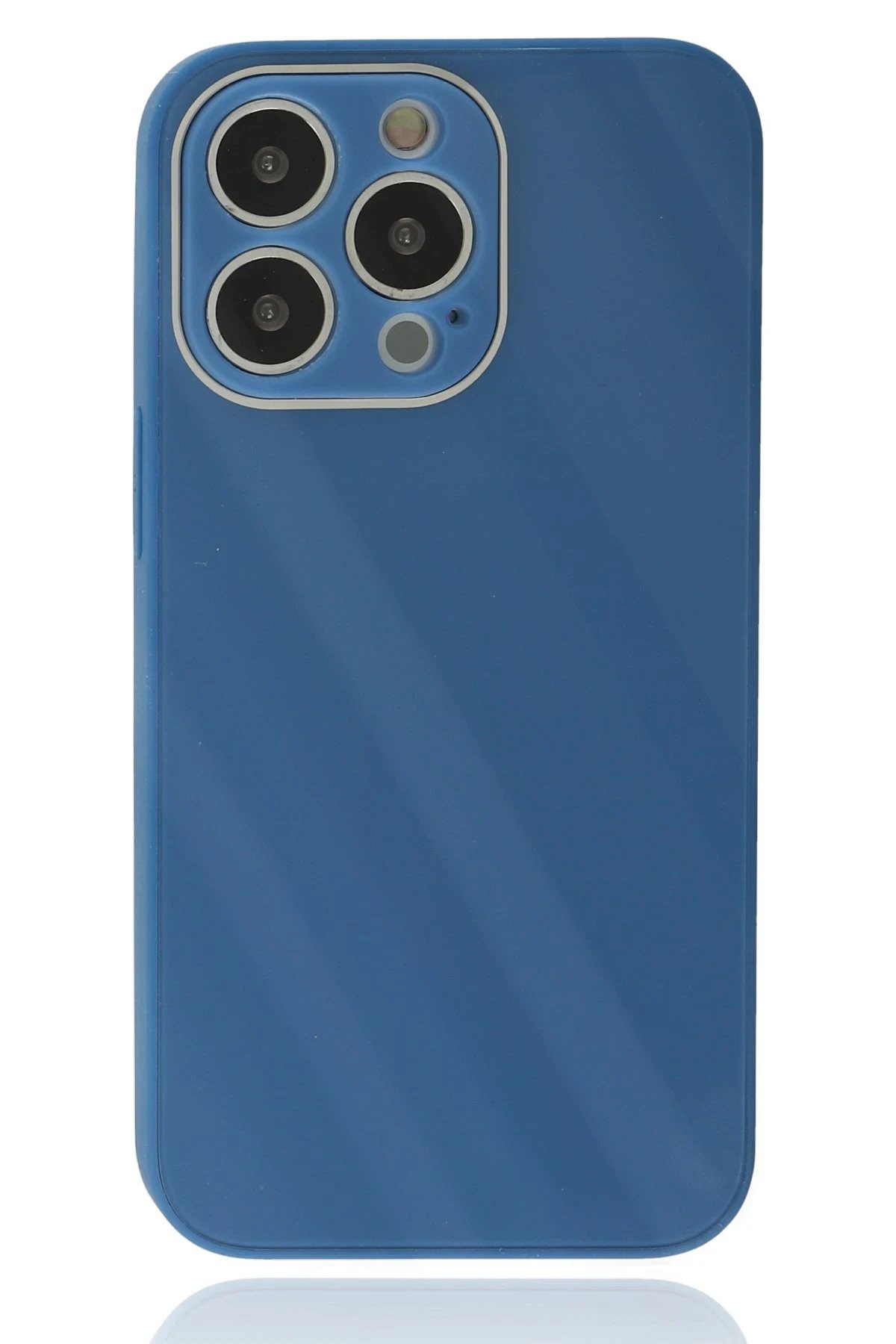 Newface iPhone 14 Pro Kılıf Glass Kapak - Mavi