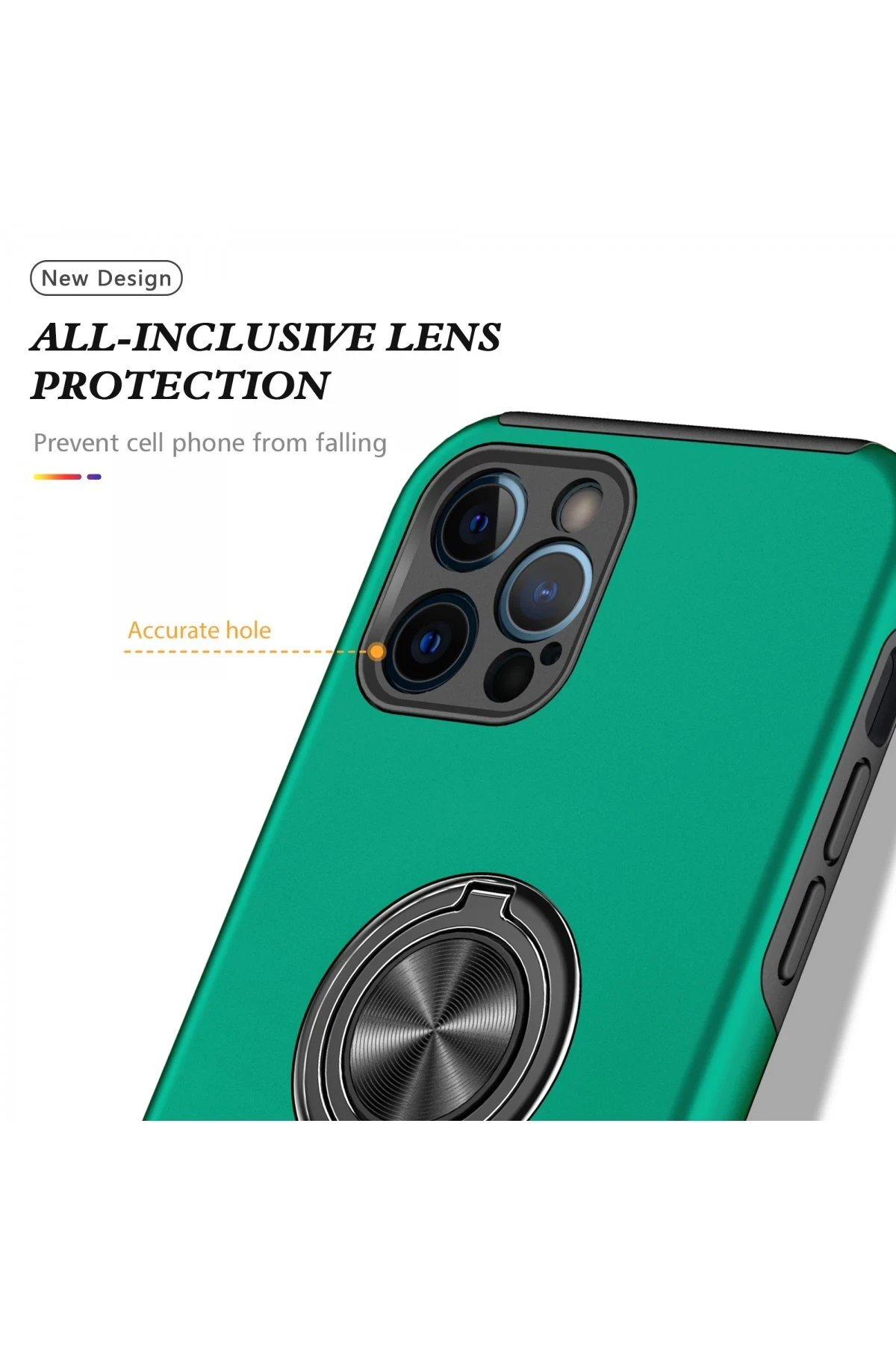 Newface iPhone 12 Pro Kılıf Elit Yüzüklü Kapak - Yeşil