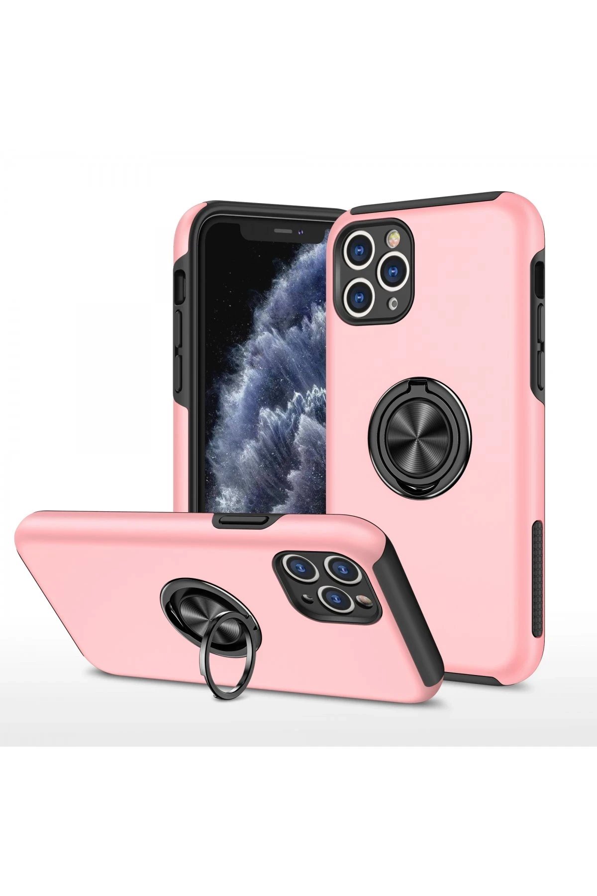 Newface iPhone 11 Pro Kılıf Elit Yüzüklü Kapak - Pembe