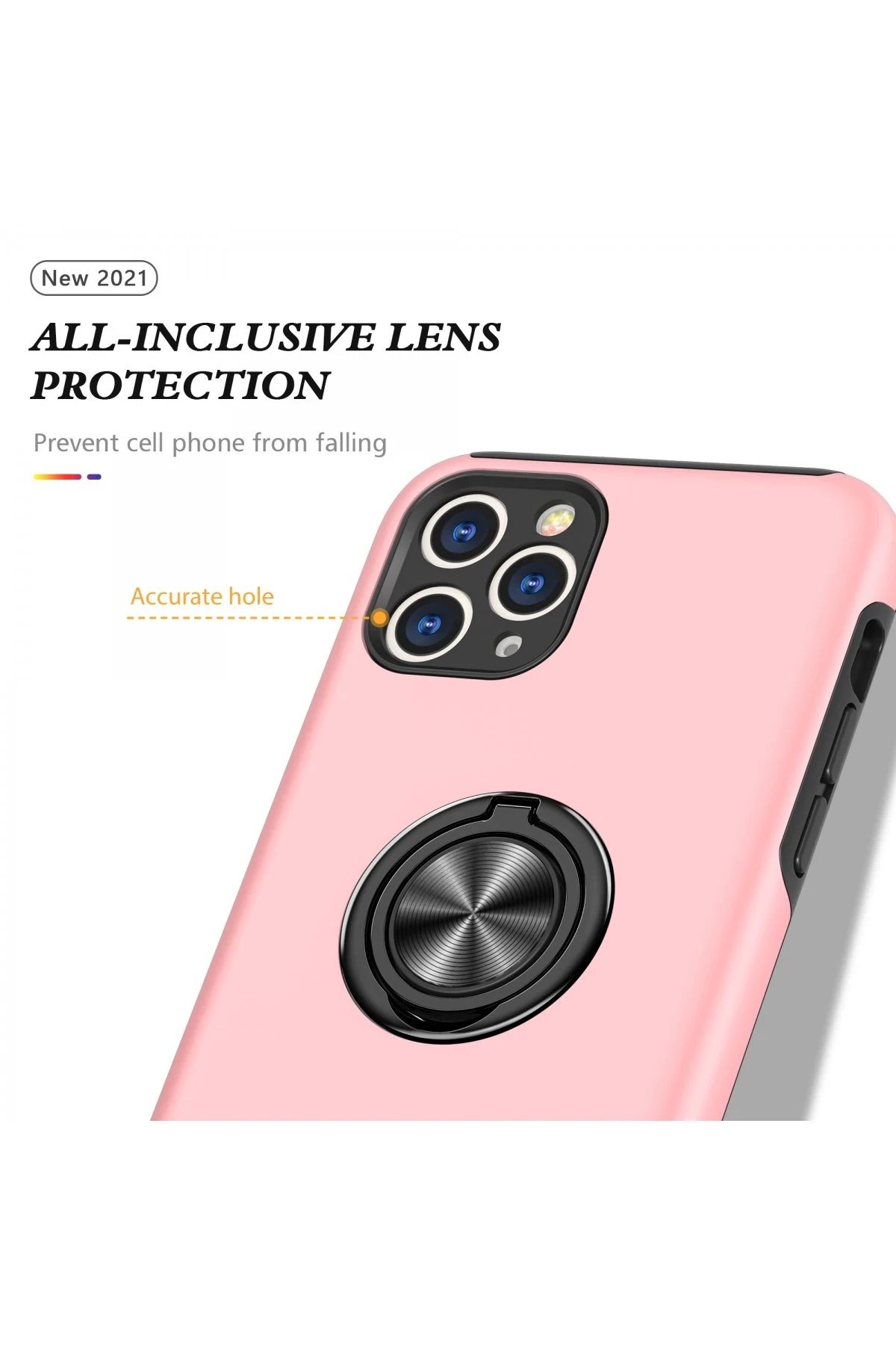 Newface iPhone 11 Pro Kılıf Elit Yüzüklü Kapak - Pembe