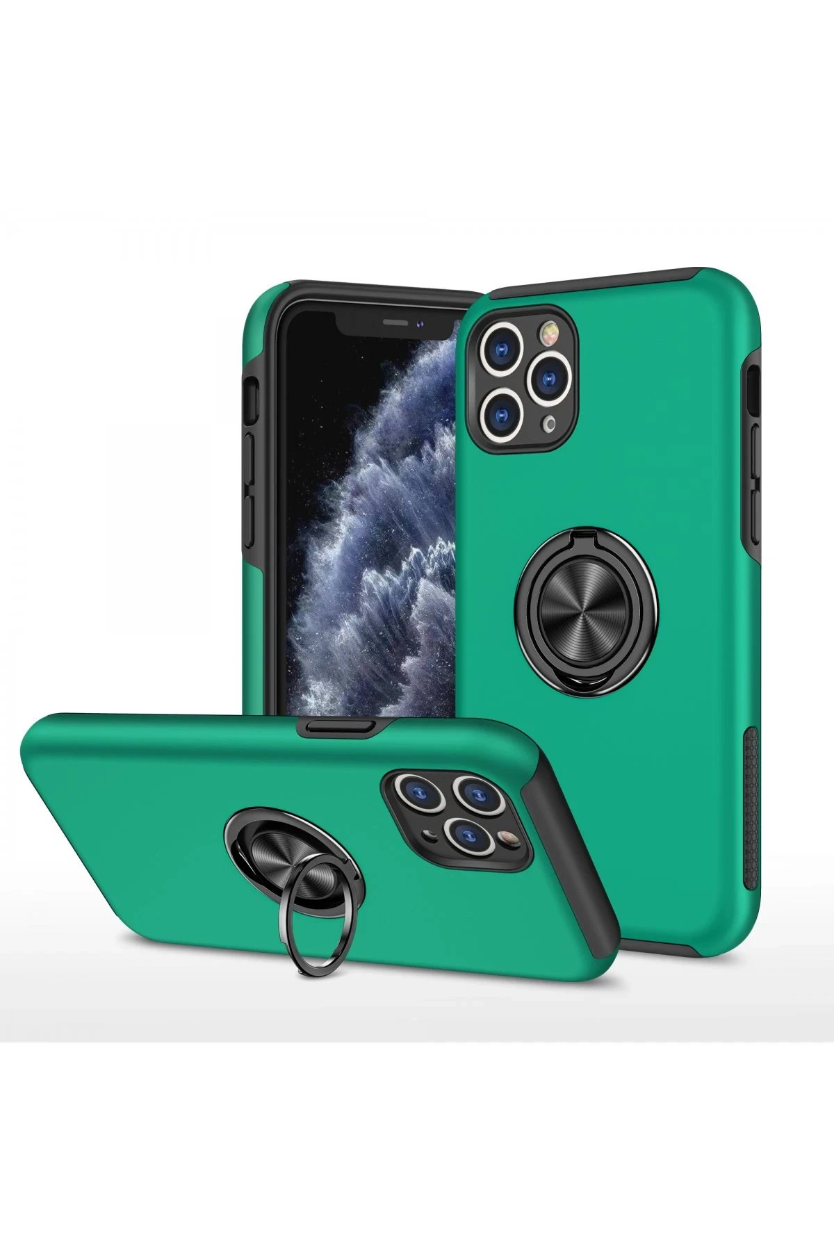 Newface iPhone 11 Pro Kılıf Elit Yüzüklü Kapak - Yeşil