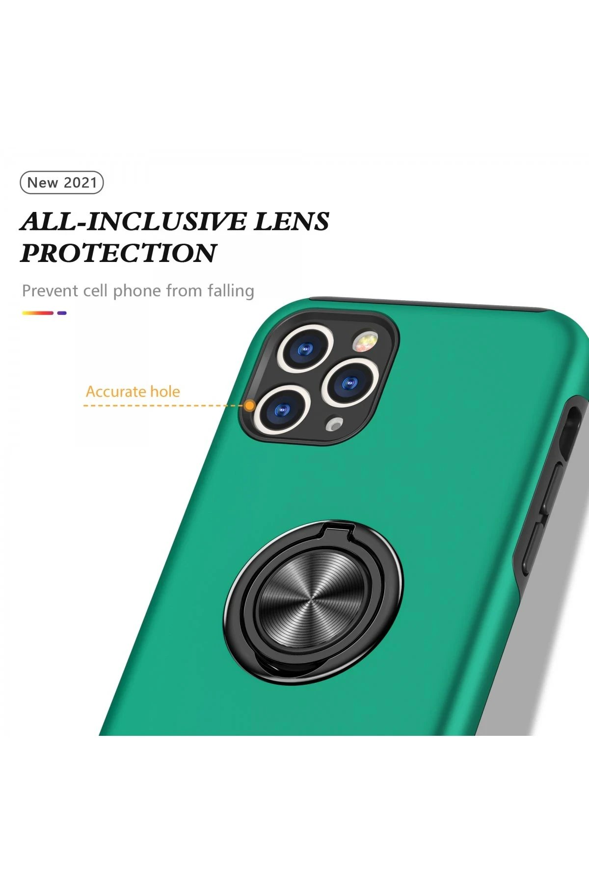 Newface iPhone 11 Pro Kılıf Elit Yüzüklü Kapak - Yeşil