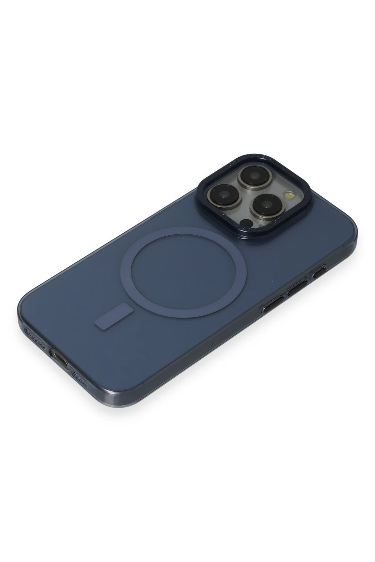 Newface iPhone 15 Pro Max Kılıf Anka PC Magneticsafe Sert Metal Kapak - Lacivert