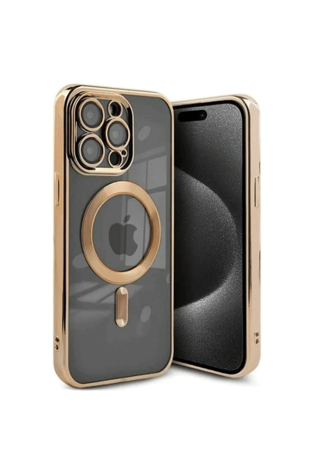 Newface iPhone 15 Pro Kılıf Kross Magneticsafe Kapak - Gold