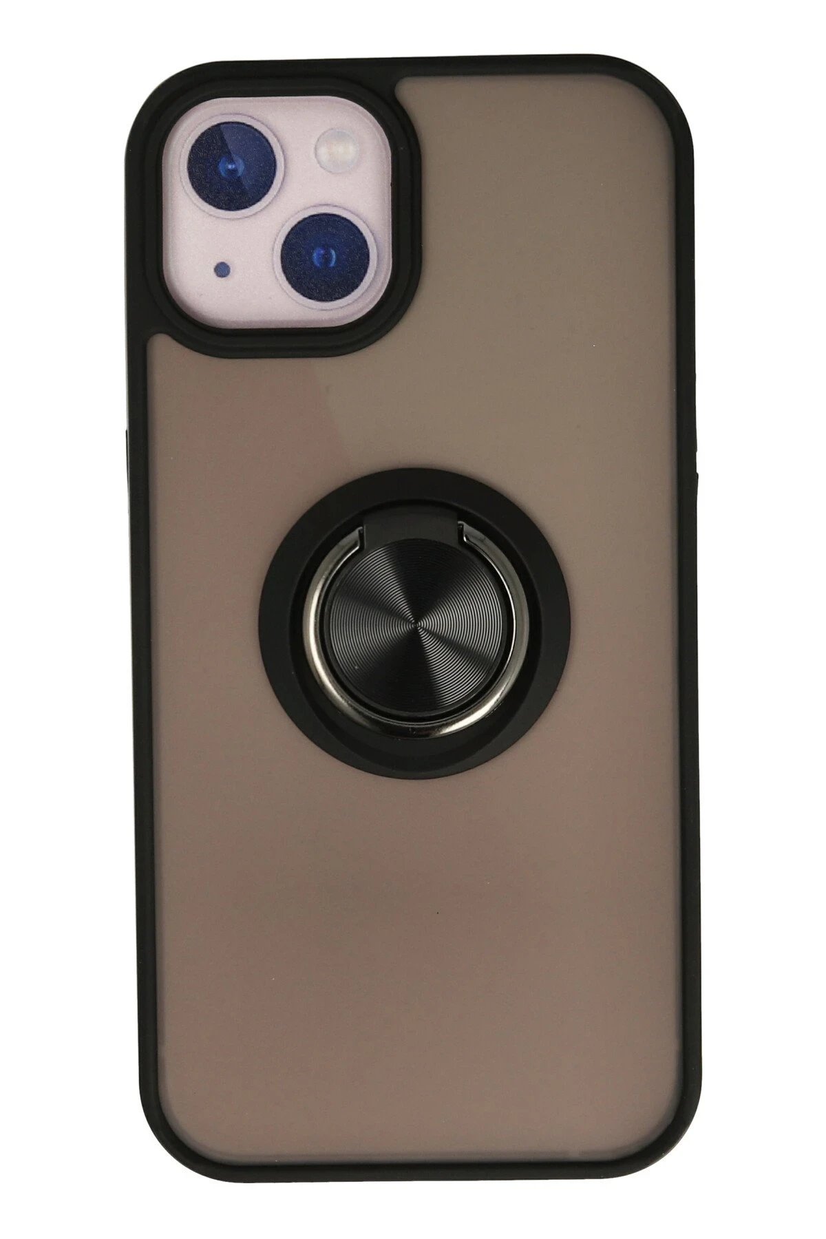 Newface iPhone 15 Kılıf Montreal Yüzüklü Silikon Kapak - Siyah