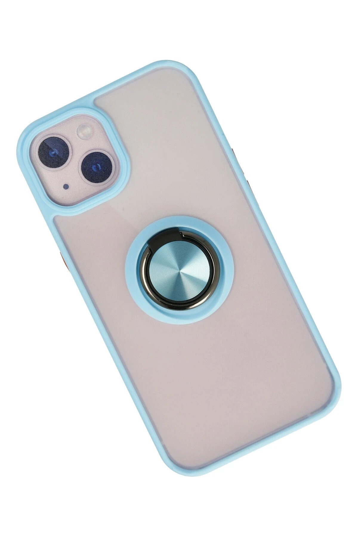 Newface iPhone 15 Kılıf Montreal Yüzüklü Silikon Kapak - Buz Mavi