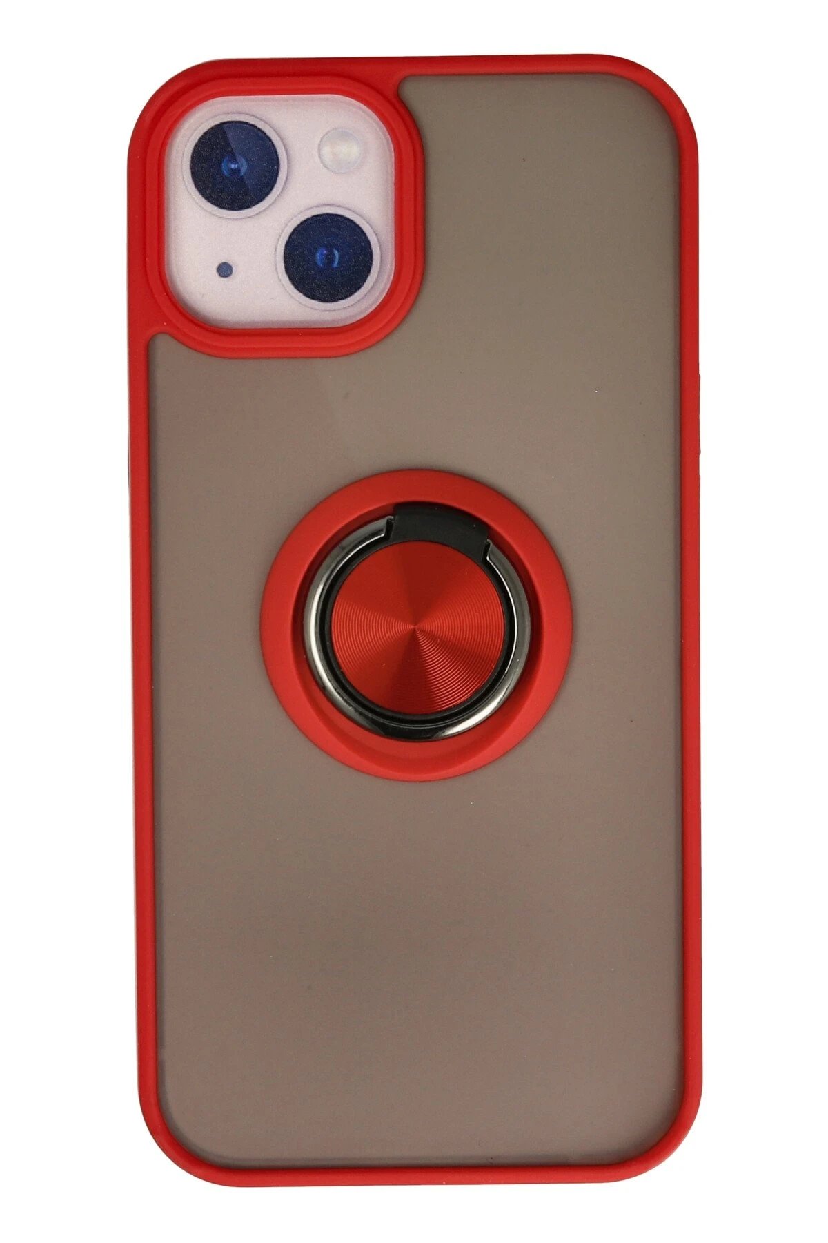 Newface iPhone 15 Kılıf Montreal Yüzüklü Silikon Kapak - Kırmızı