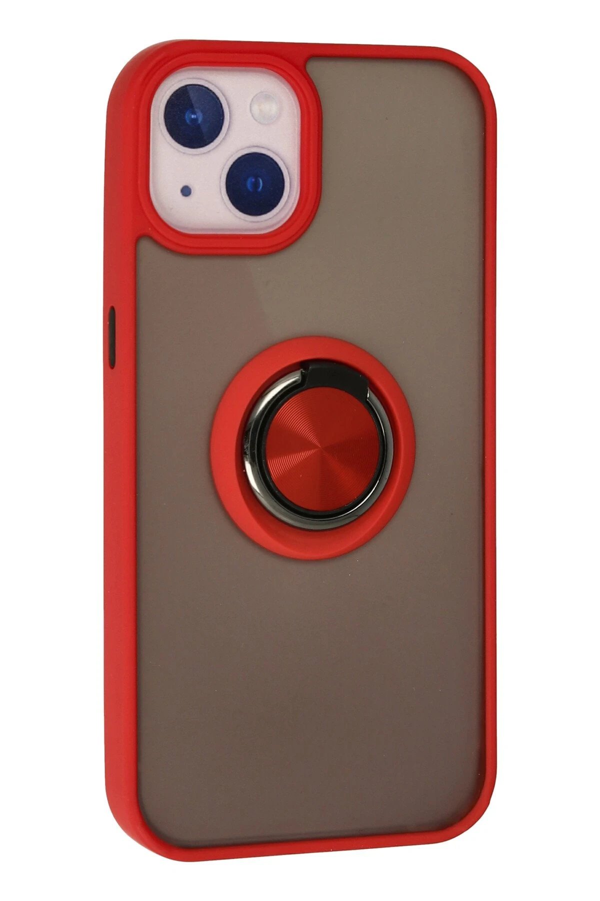 Newface iPhone 15 Kılıf Montreal Yüzüklü Silikon Kapak - Kırmızı