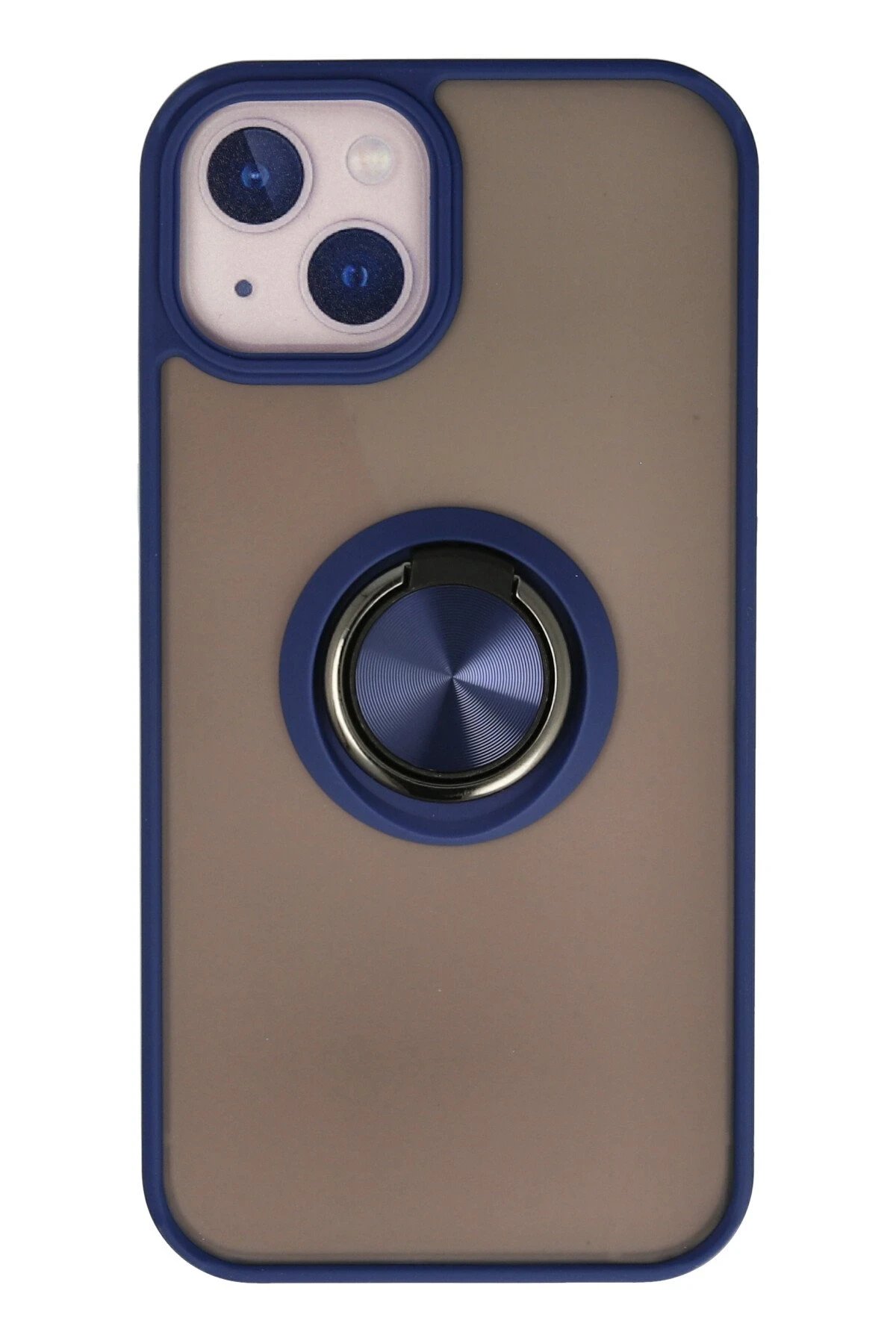 Newface iPhone 15 Kılıf Montreal Yüzüklü Silikon Kapak - Lacivert