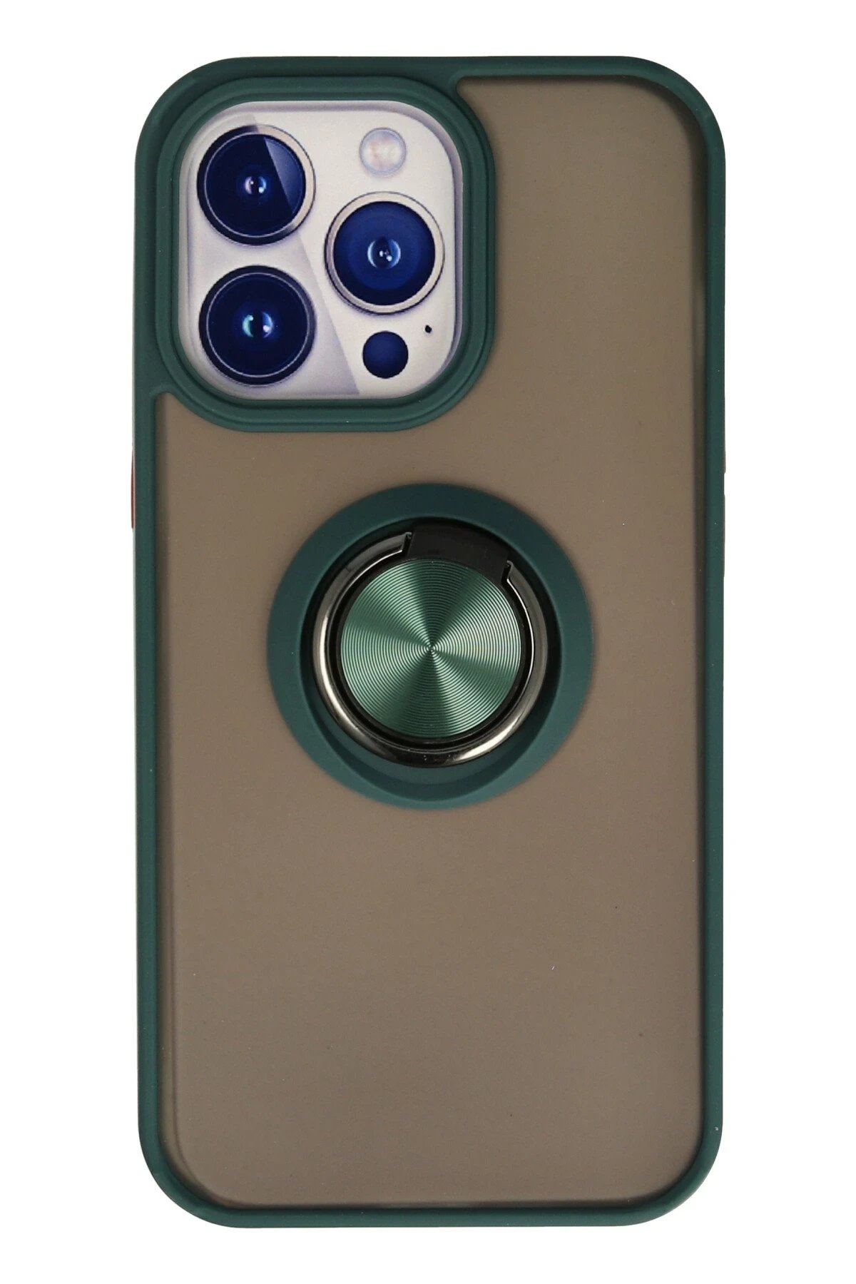 Newface iPhone 15 Pro Max Kılıf Montreal Yüzüklü Silikon Kapak - Yeşil