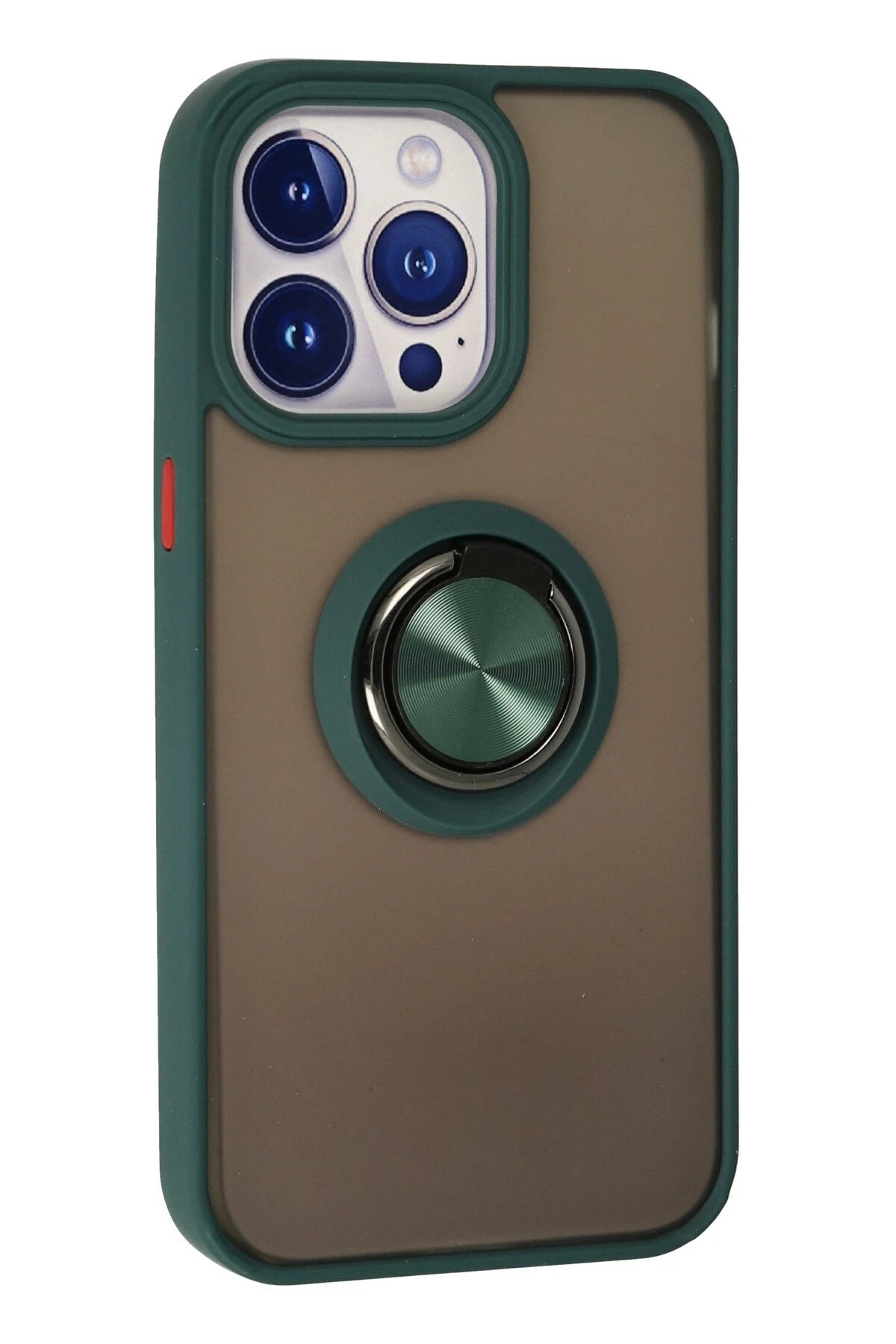 Newface iPhone 15 Pro Max Kılıf Montreal Yüzüklü Silikon Kapak - Yeşil